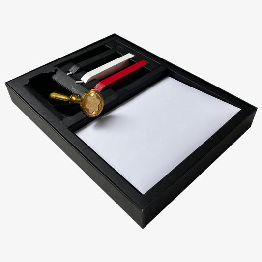 Boxed Montblanc Wax Seal Set With Brass Seal Stamp Three Wax Sticks And Envelopes - Casspios Dream