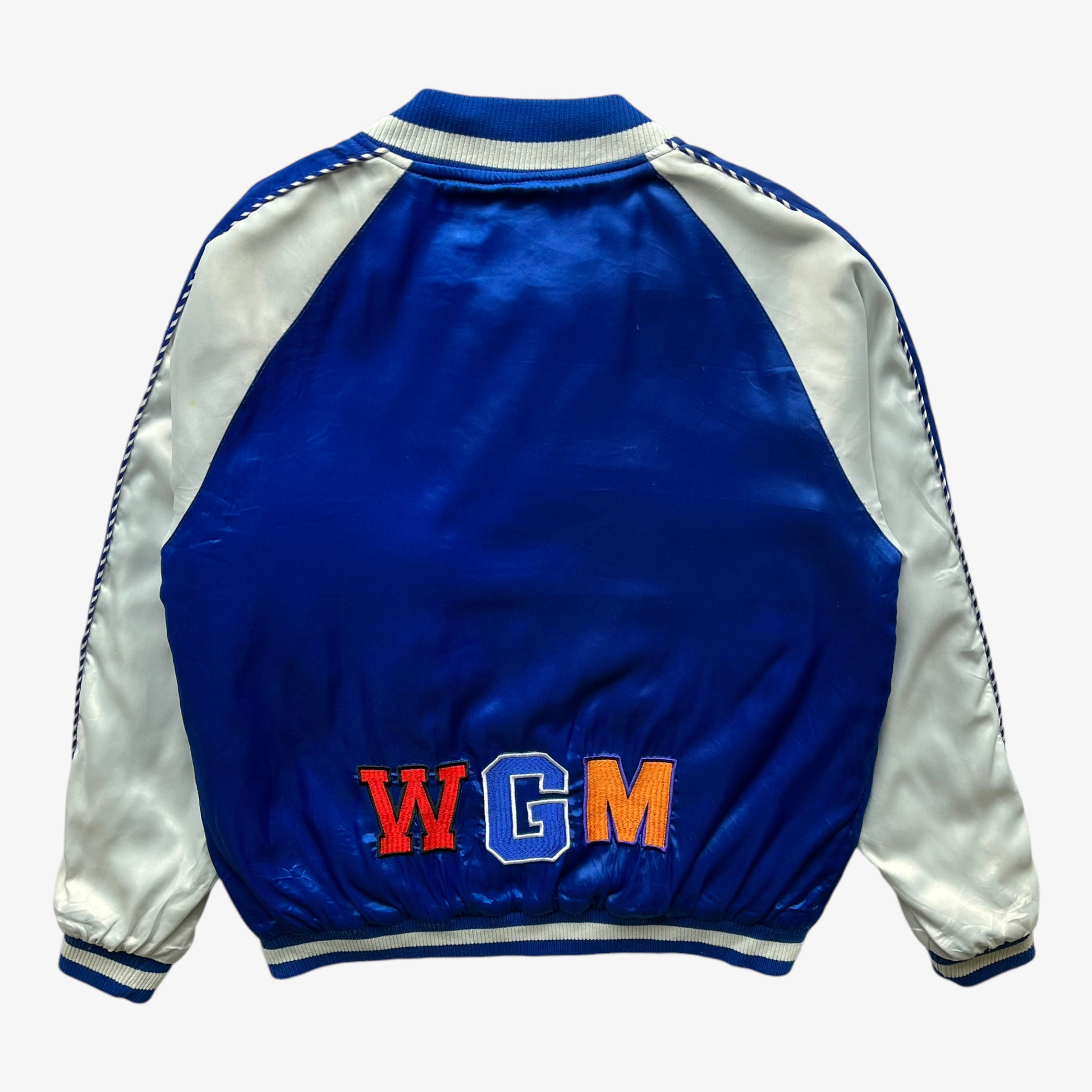 Mens 2016 BAPE WGM Blue Sukajan Souvenir Shark Jacket Back - Casspios Dream