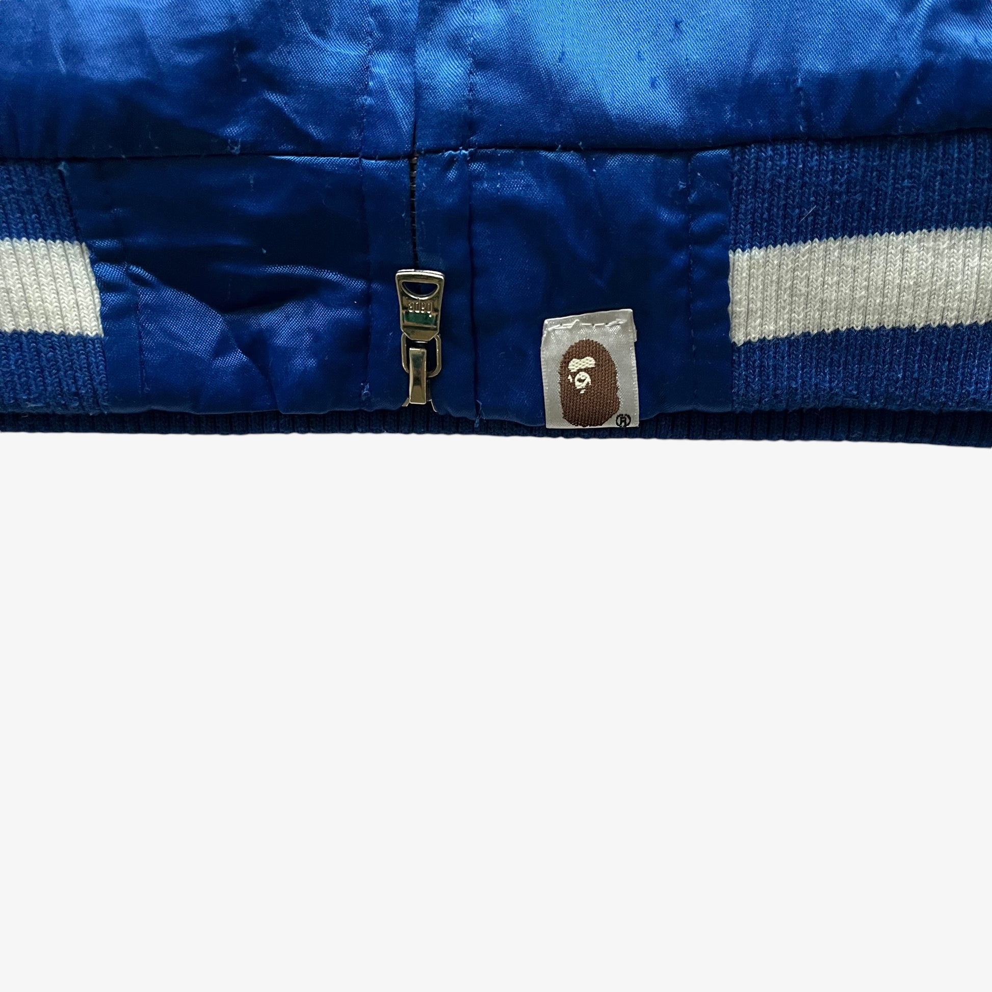 Mens 2016 BAPE WGM Blue Sukajan Souvenir Shark Jacket Tag - Casspios Dream