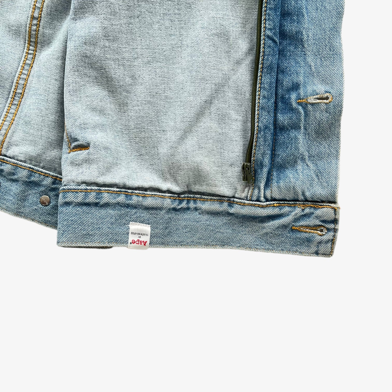 BAPE AAPE Denim Jacket With Removable Hoodie Hem Tag - Casspios Dream