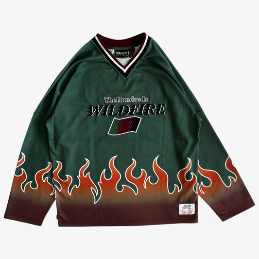 Mens The Hundreds Wildfire Green And Orange Flame Hockey Jersey - Casspios Dream