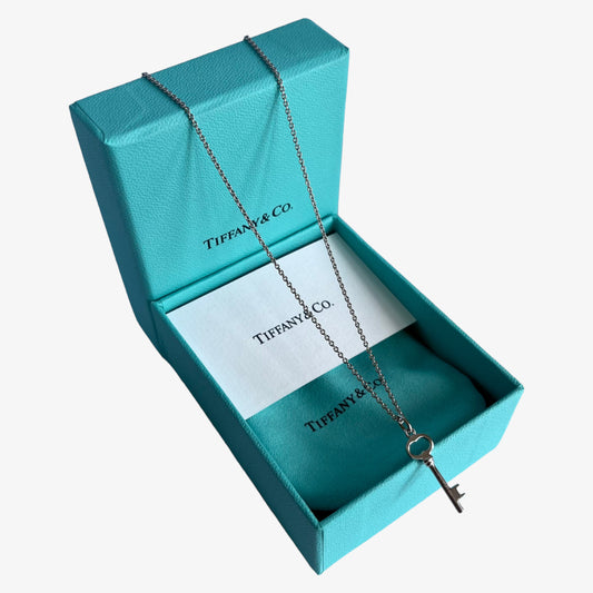 Tiffany And Co Elsa Peretti Sterling Silver Key Necklace With Pouch And Box - Casspios Dream