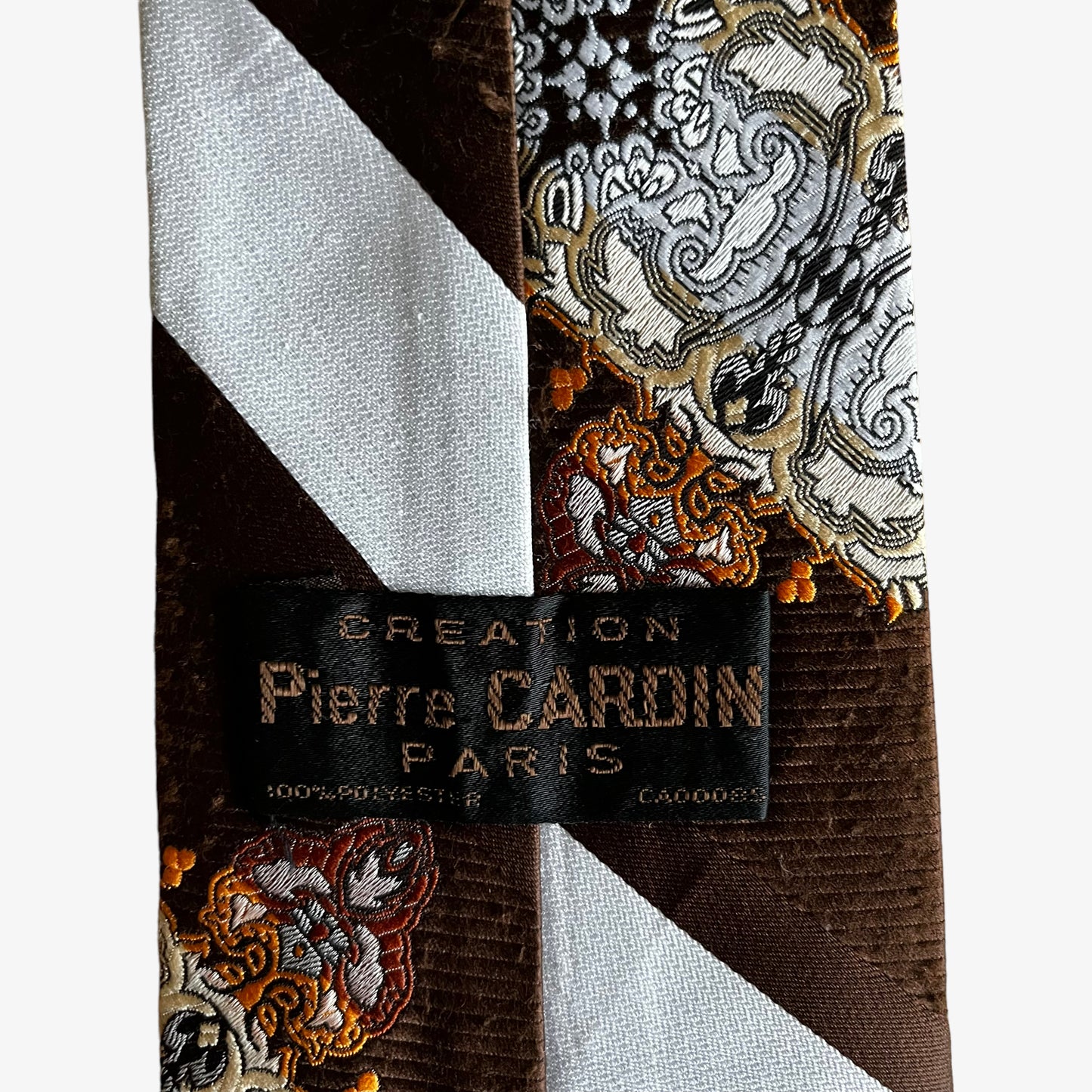 Vintage 70s Pierre Cardin Creation Striped Abstract Polyester Tie Label - Casspios Dream