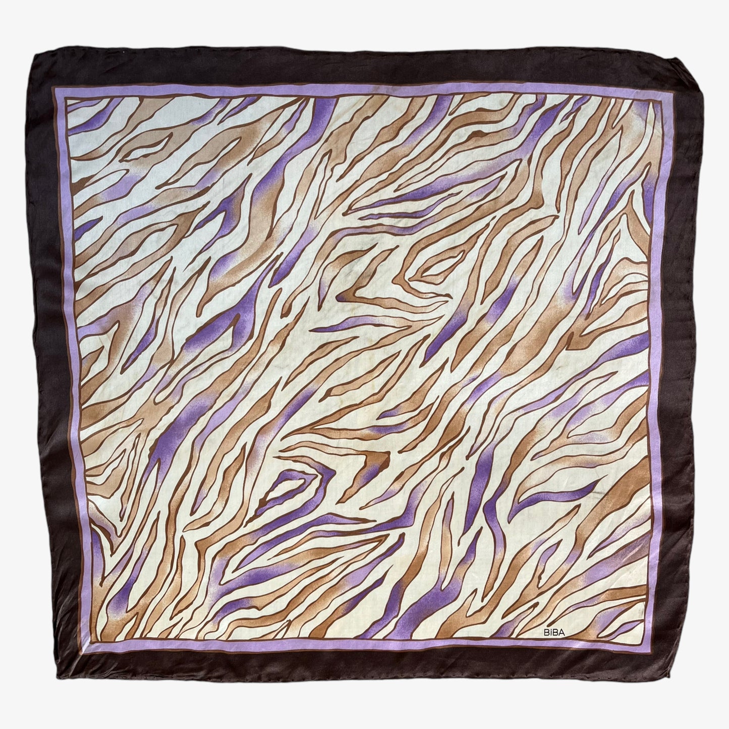 Vintage 80s Biba Brown And Purple Animal Print Scarf - Casspios Dream