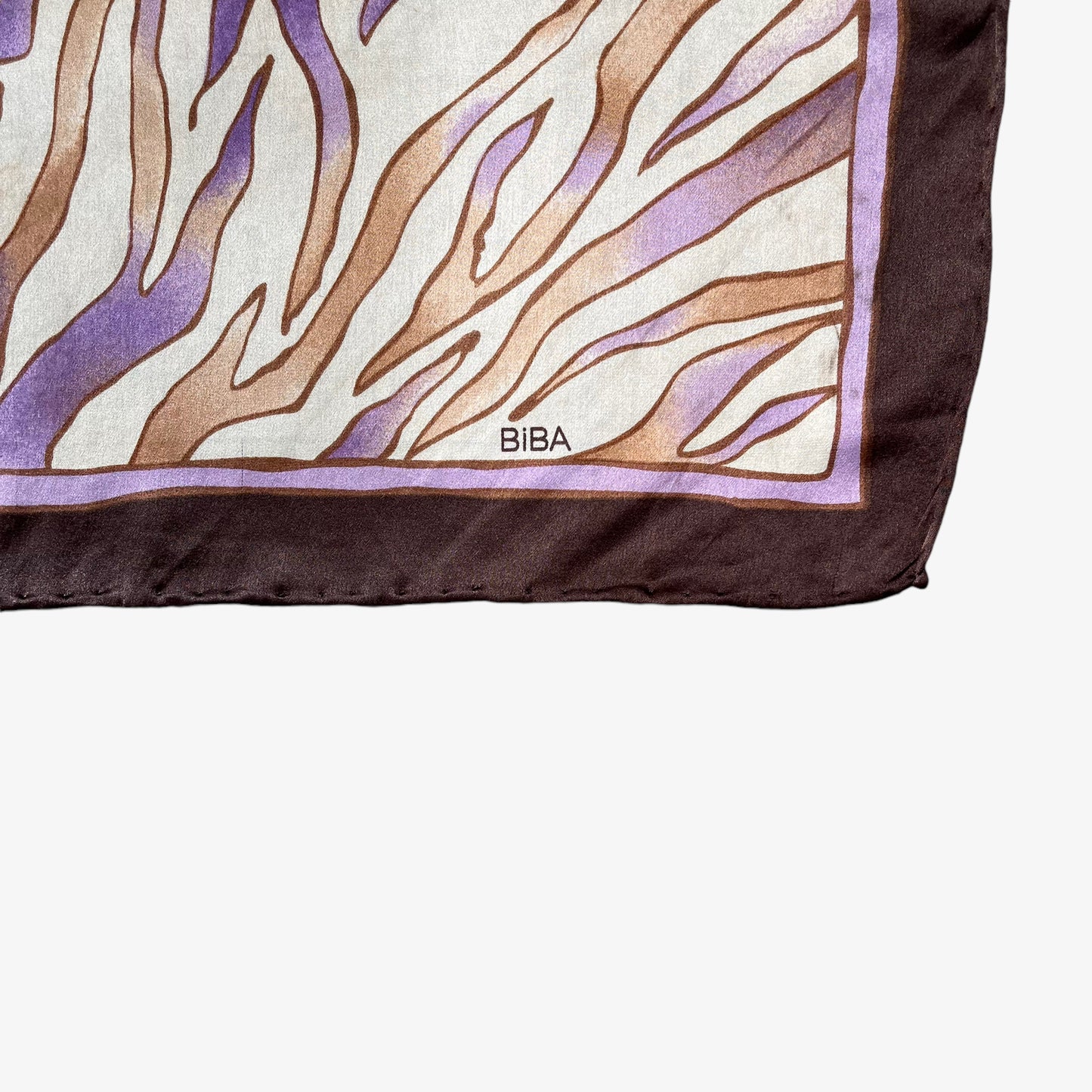 Vintage 80s Biba Brown And Purple Animal Print Scarf Logo - Casspios Dream