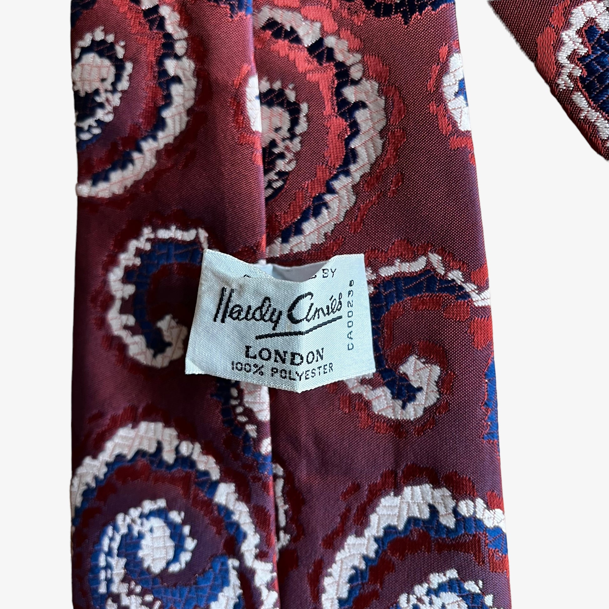 Vintage 80s Hardy Amies Abstract Print Polyester Tie Label - Casspios Dream