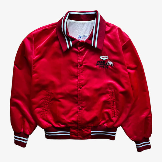 Vintage 80s Mens CO-OP Farm Power Promotional Red Jacket - Casspios Dream