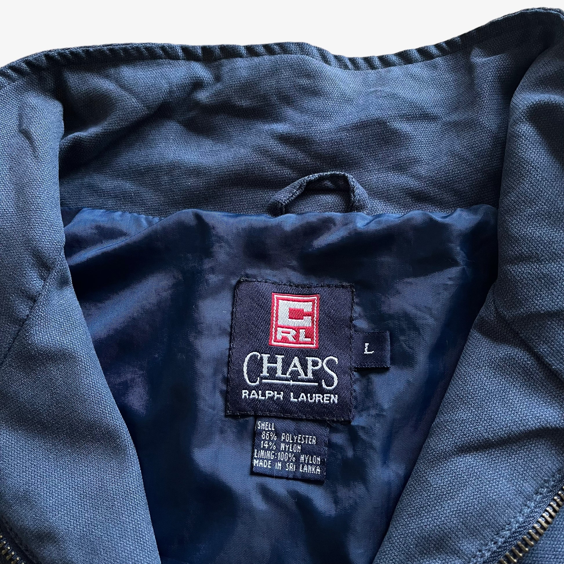 Vintage 80s Mens Chaps x Ralph Lauren Blue Harrington Jacket Label - Casspios Dream