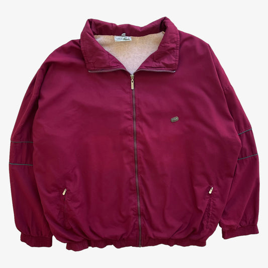 Vintage 80s Mens Lacoste Chemise Burgundy Track Jacket - Casspios Dream