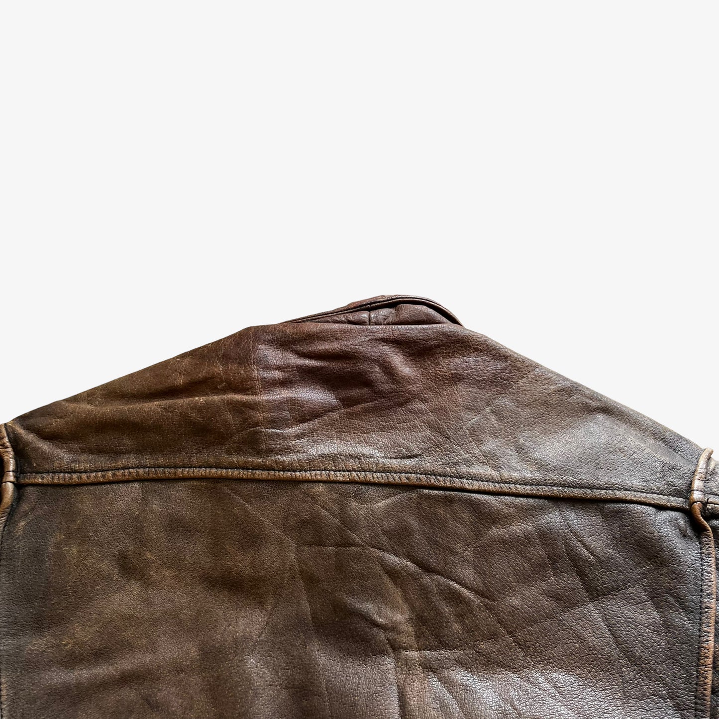 Vintage 80s Mens Lee Brown Leather Pilot Jacket Collar - Casspios Dream