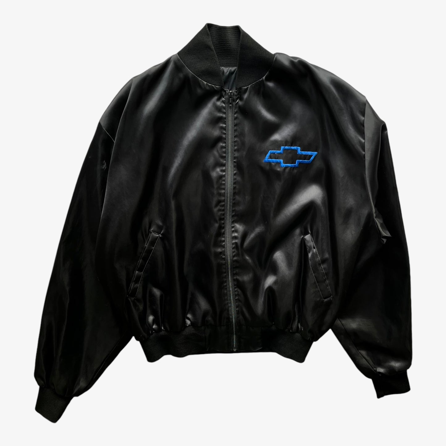 Vintage 80s Mens Legends Chevrolet Heartbeat Of America Black Shell Jacket - Casspios Dream