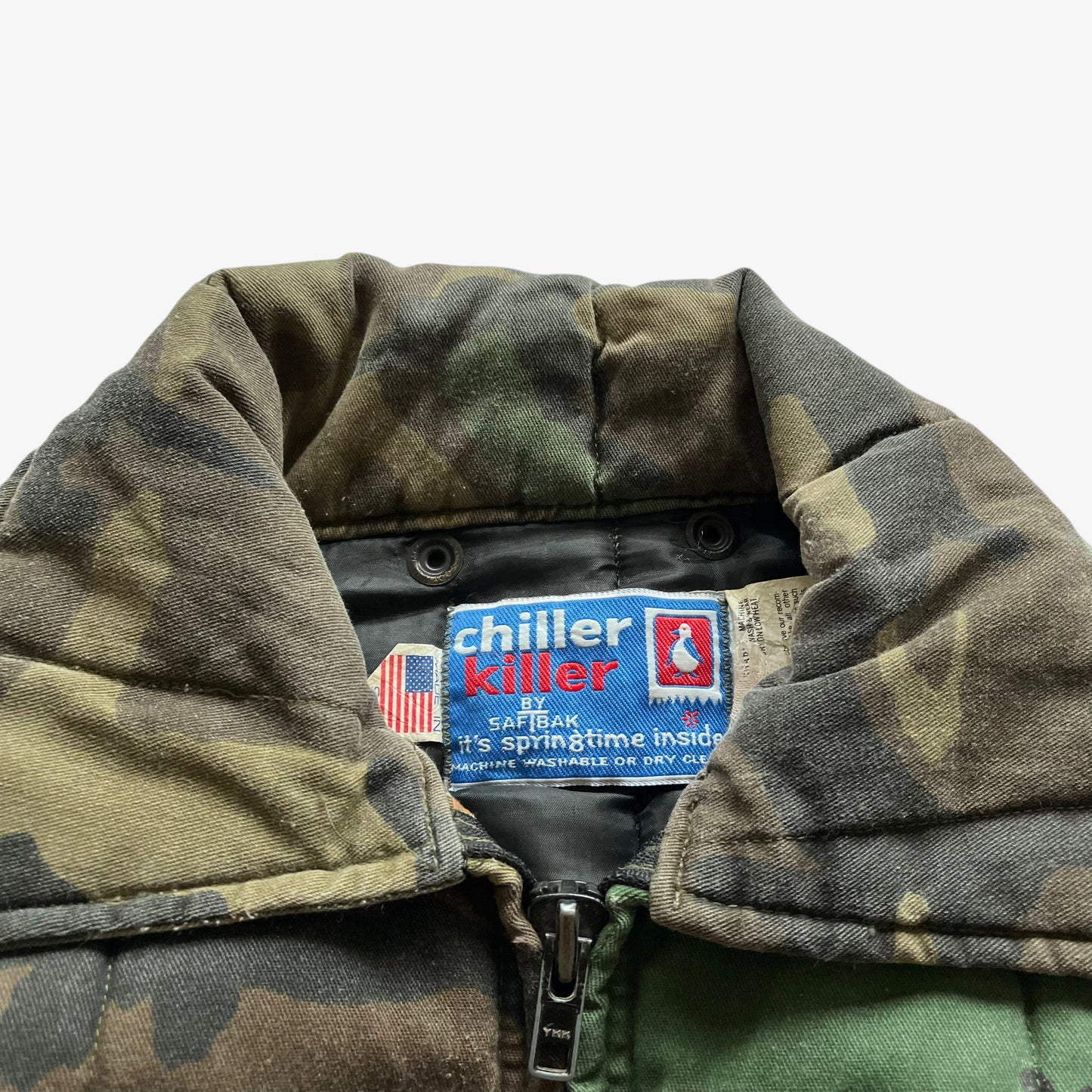 Vintage 80s Mens SAFTBAK Camouflage Hunting Jacket Label - Casspios Dream