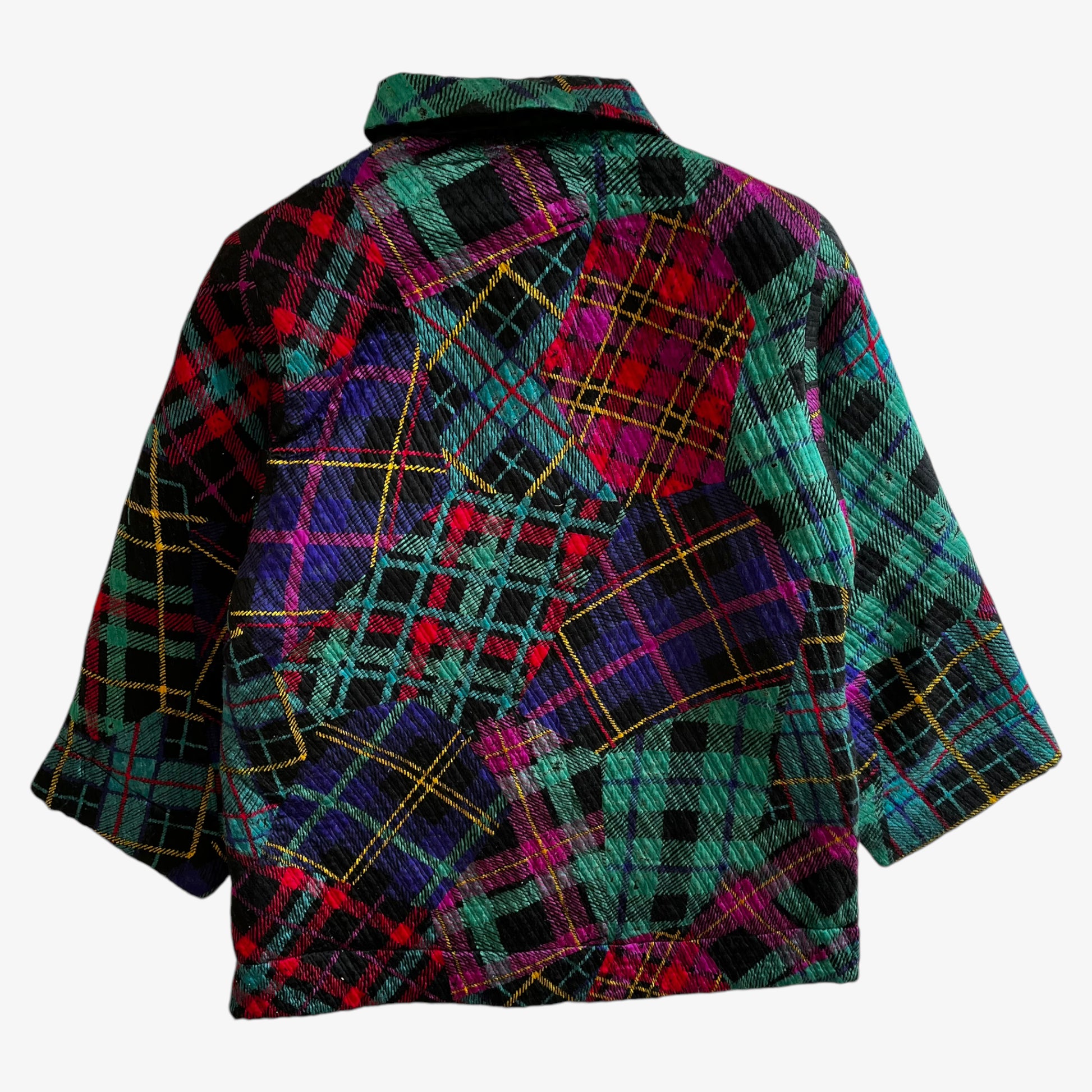 Vintage 80s Womens Ebe Alinovi Contrasting Tartan Print Jacket Back - Casspios Dream