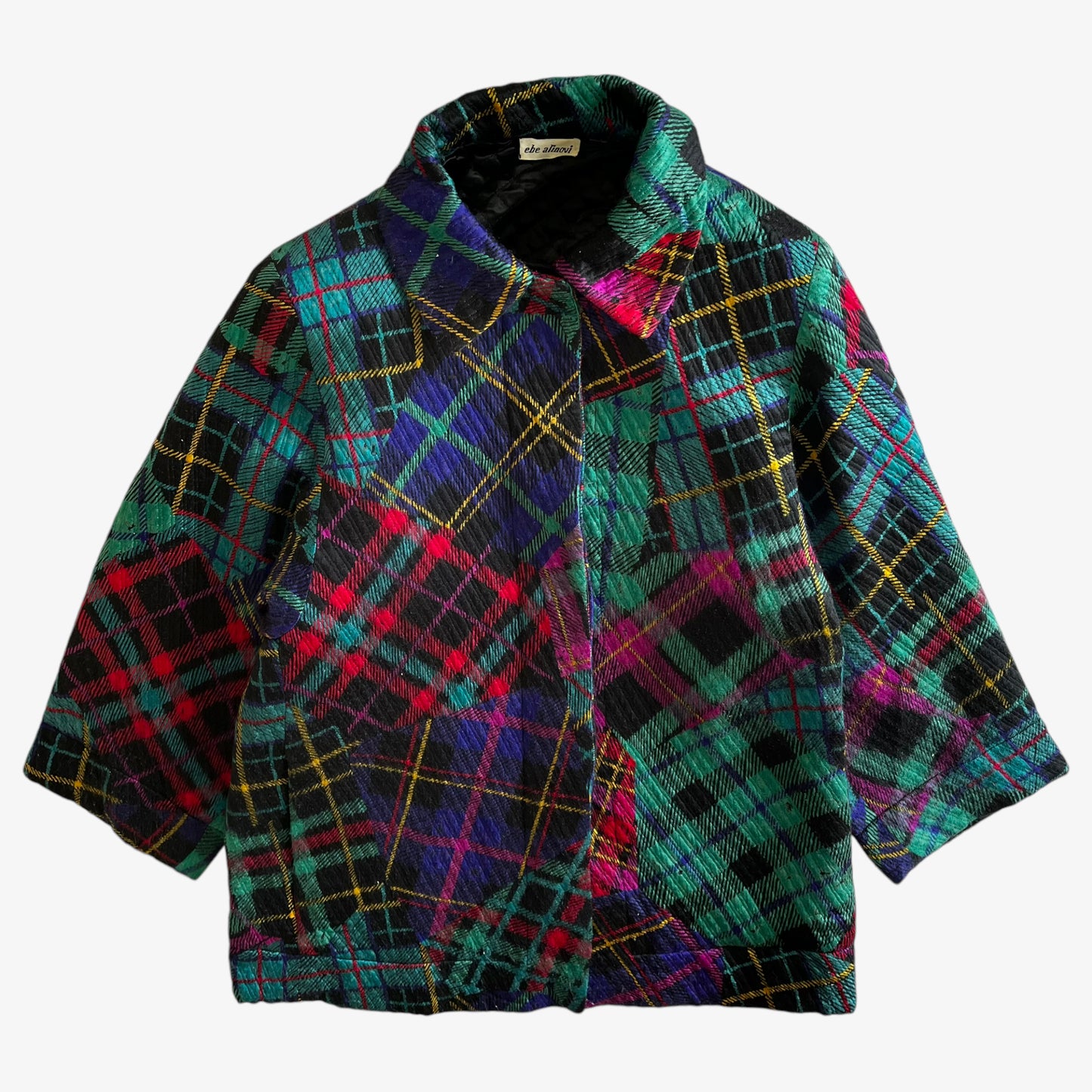 Vintage 80s Womens Ebe Alinovi Contrasting Tartan Print Jacket - Casspios Dream