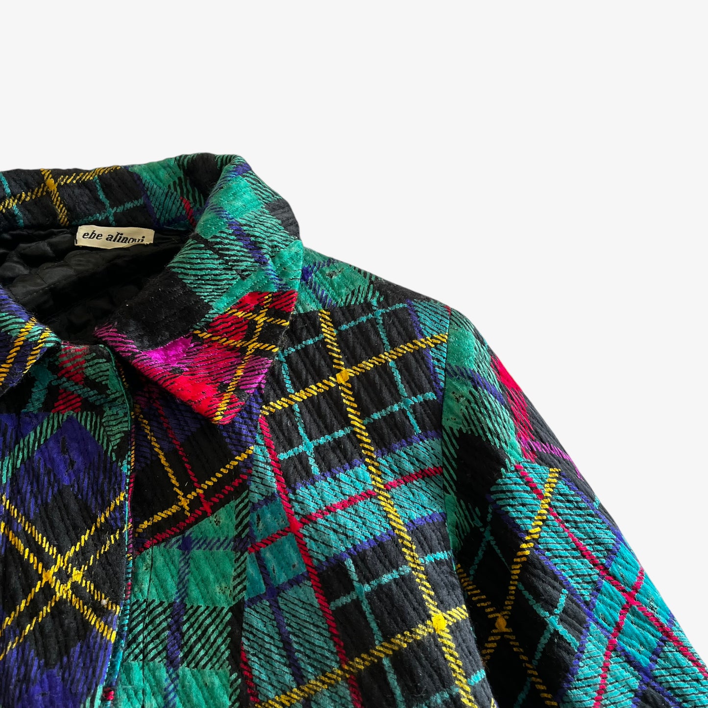 Vintage 80s Womens Ebe Alinovi Contrasting Tartan Print Jacket Check - Casspios Dream