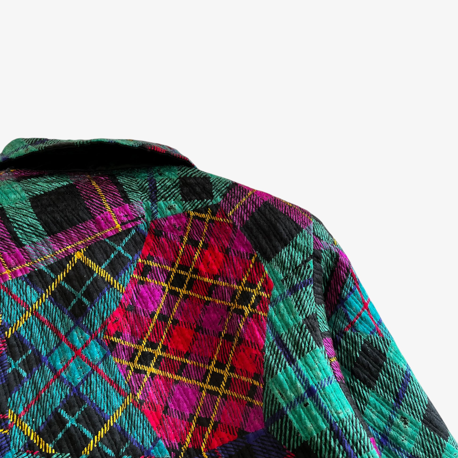 Vintage 80s Womens Ebe Alinovi Contrasting Tartan Print Jacket Collar - Casspios Dream