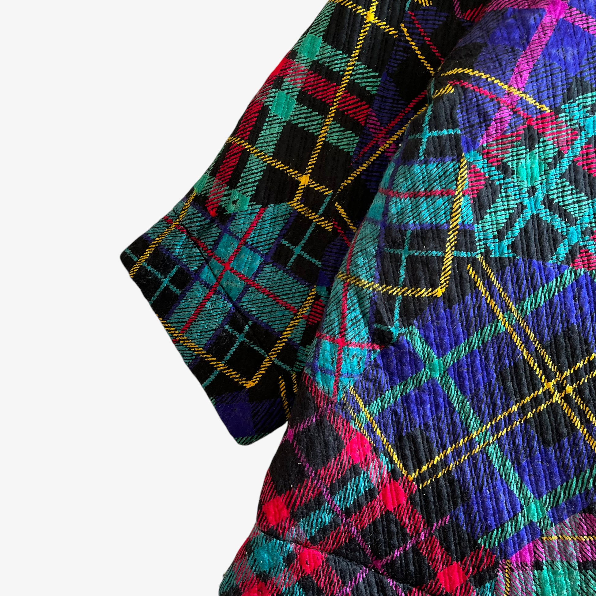 Vintage 80s Womens Ebe Alinovi Contrasting Tartan Print Jacket Cuff - Casspios Dream