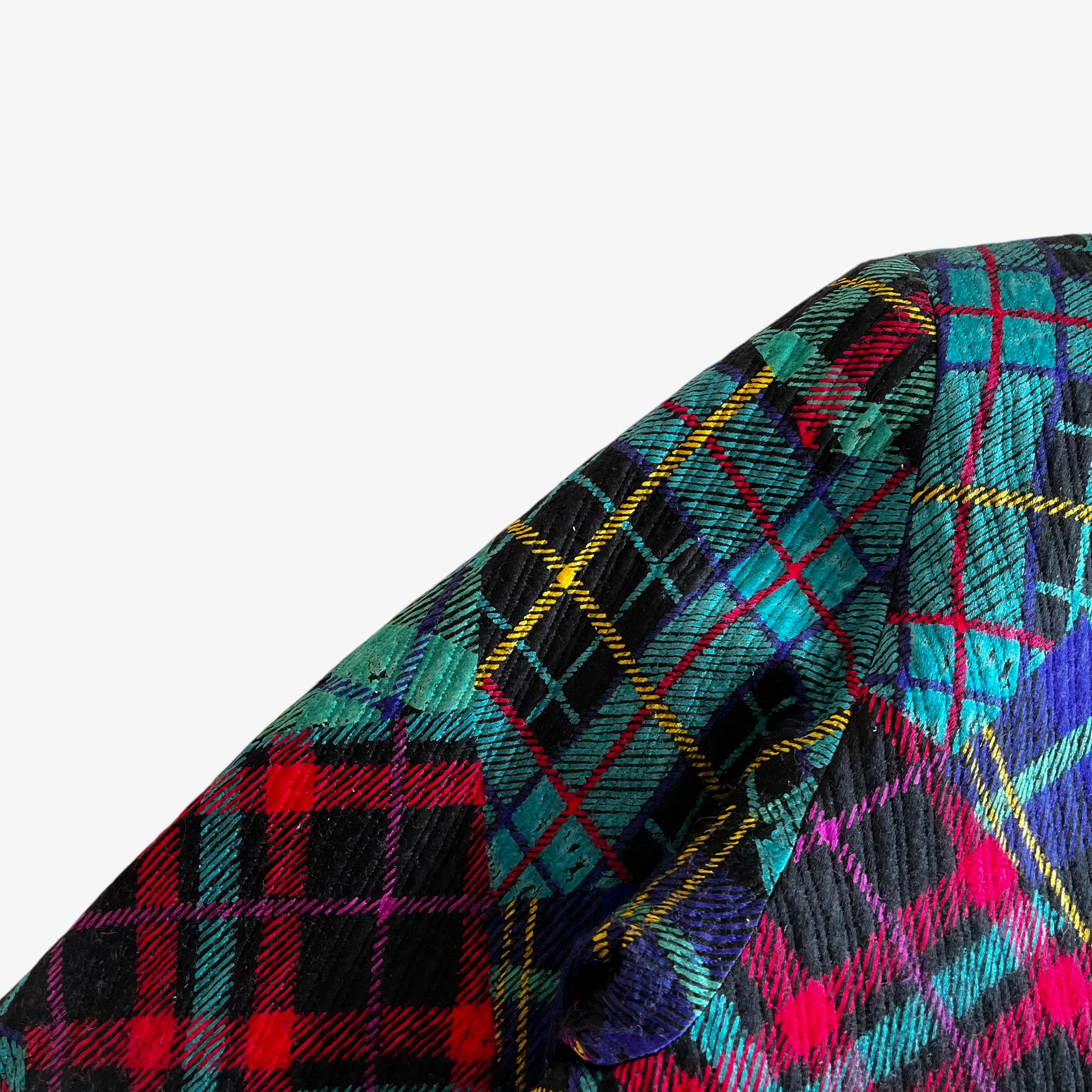 Vintage 80s Womens Ebe Alinovi Contrasting Tartan Print Jacket Shoulder - Casspios Dream