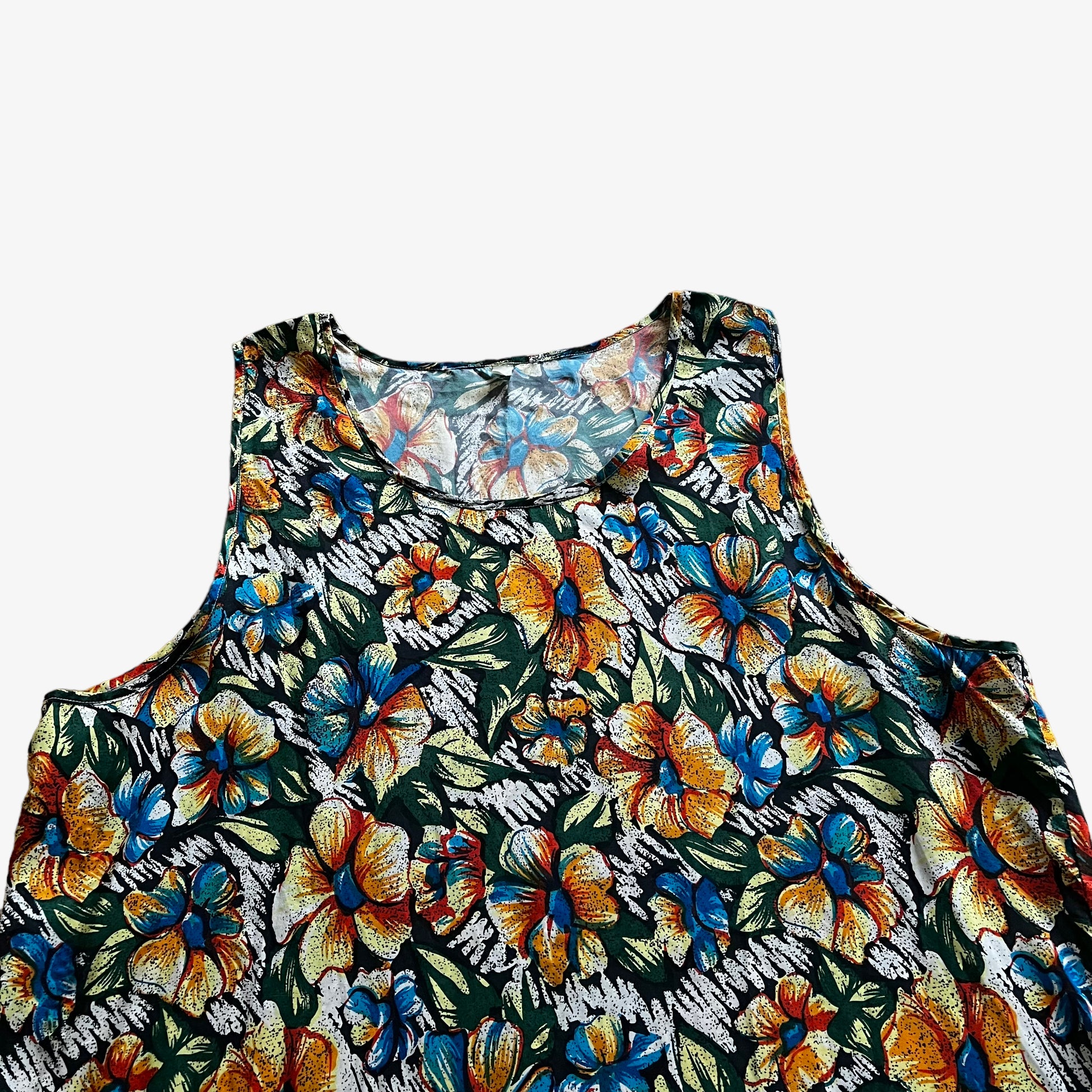 Vintage 80s Womens Orange And Green Floral Print Silk Top Pattern - Casspios Dream