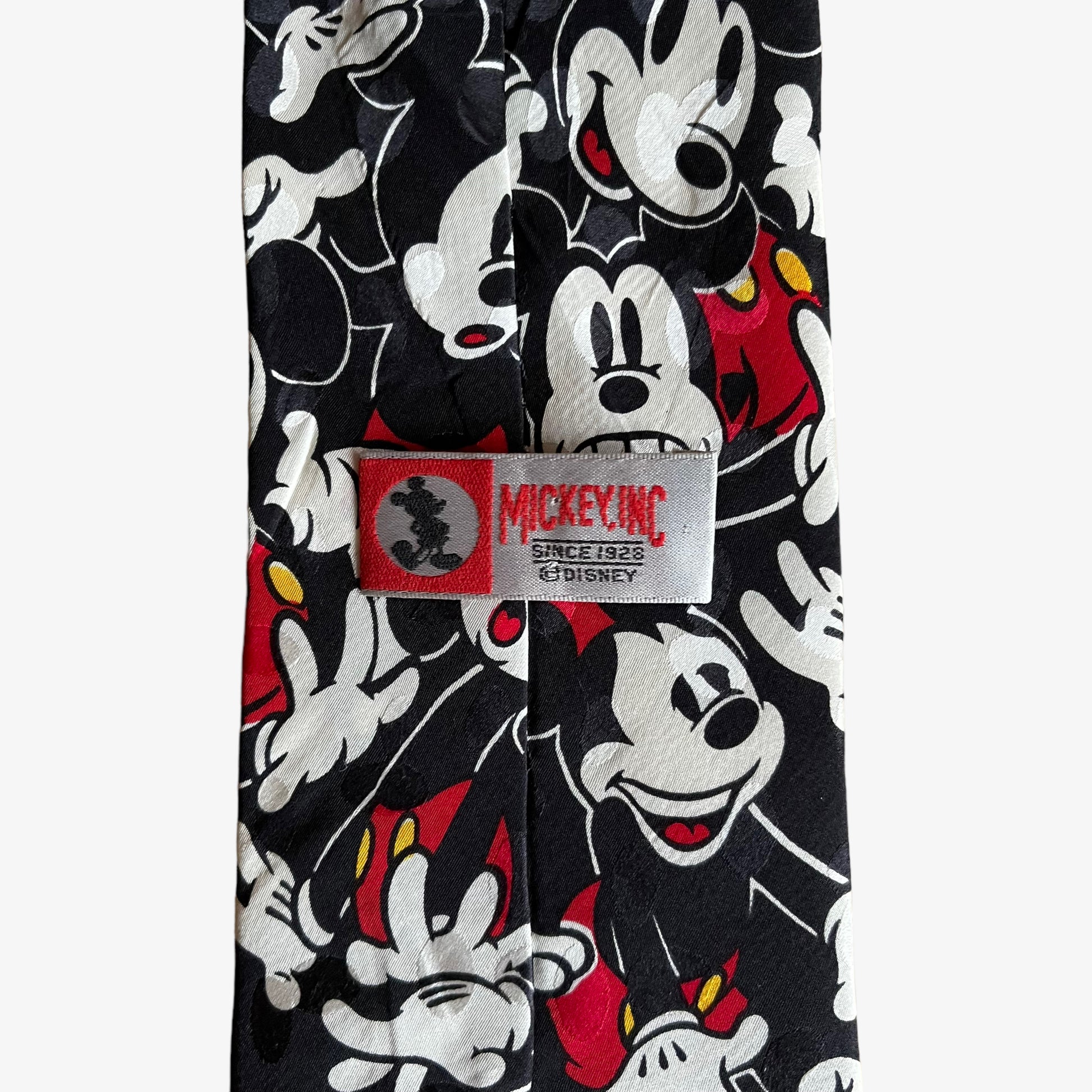 Vintage 90s Disney Mickey Mouse All Over Print Silk Tie Label - Casspios Dream