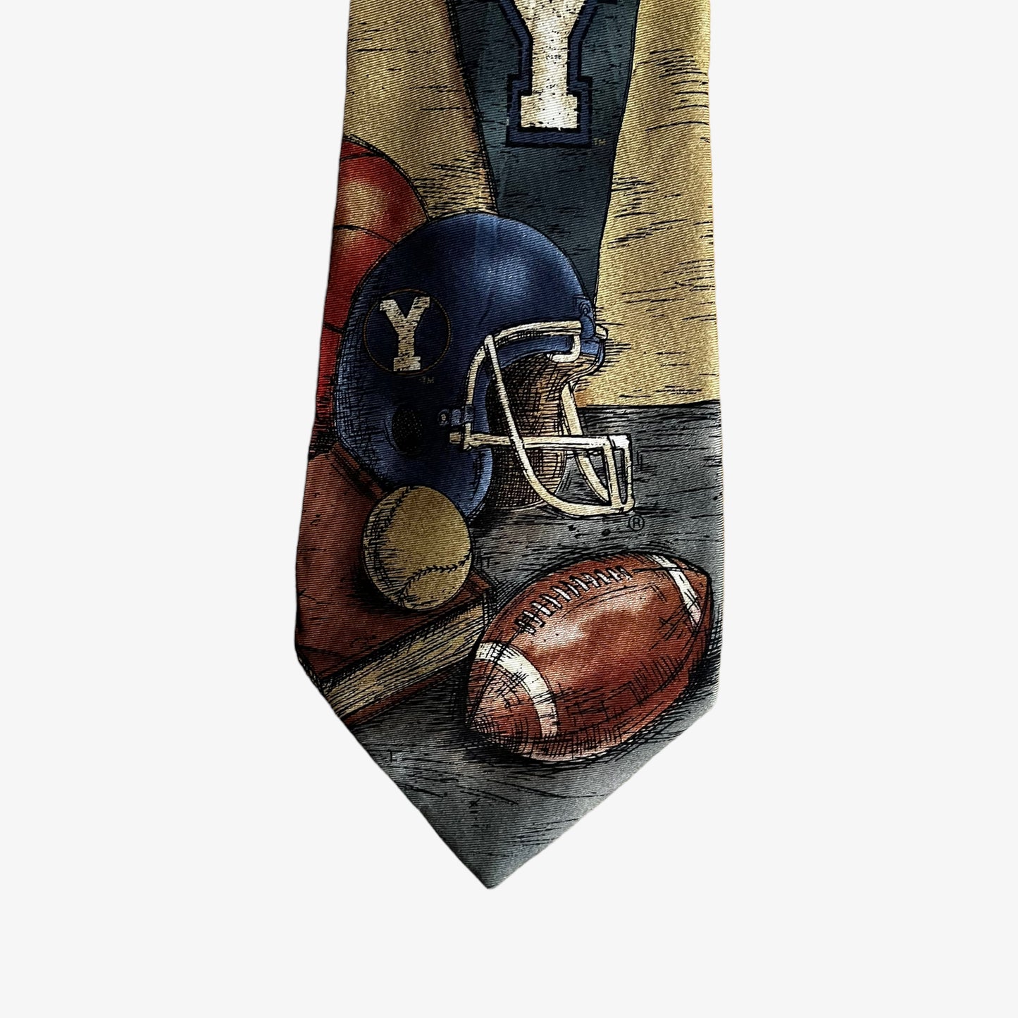 Vintage 90s Eagle BYU American Football All Over Print Silk Tie Baseball - Casspios Dream