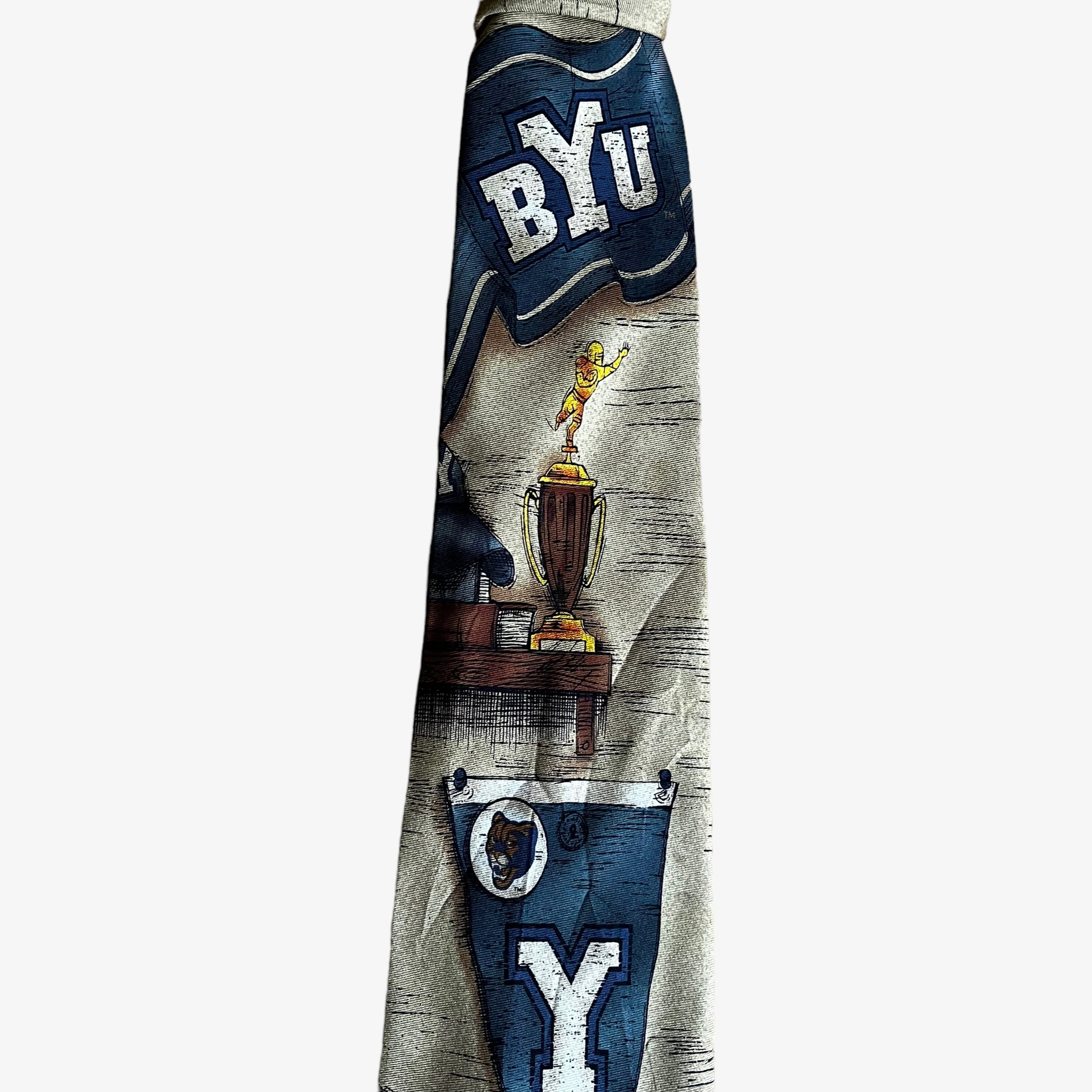 Vintage 90s Eagle BYU American Football All Over Print Silk Tie College - Casspios Dream