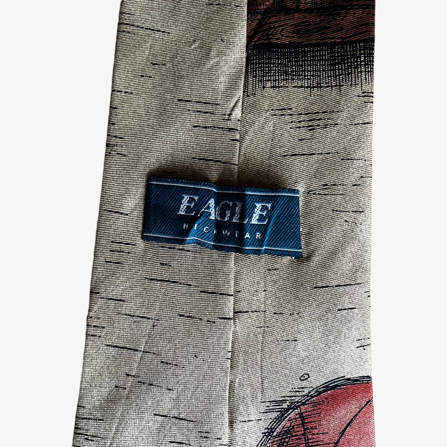 Vintage 90s Eagle BYU American Football All Over Print Silk Tie Label - Casspios Dream