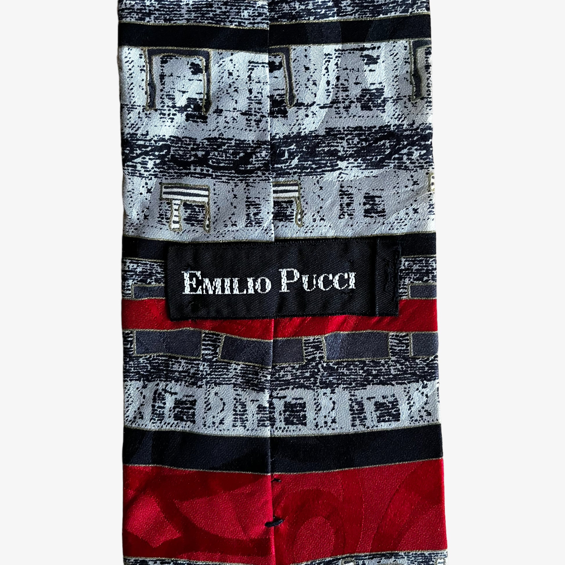 Vintage 90s Emilio Pucci Abstract Striped Silk Tie Label - Casspios Dream