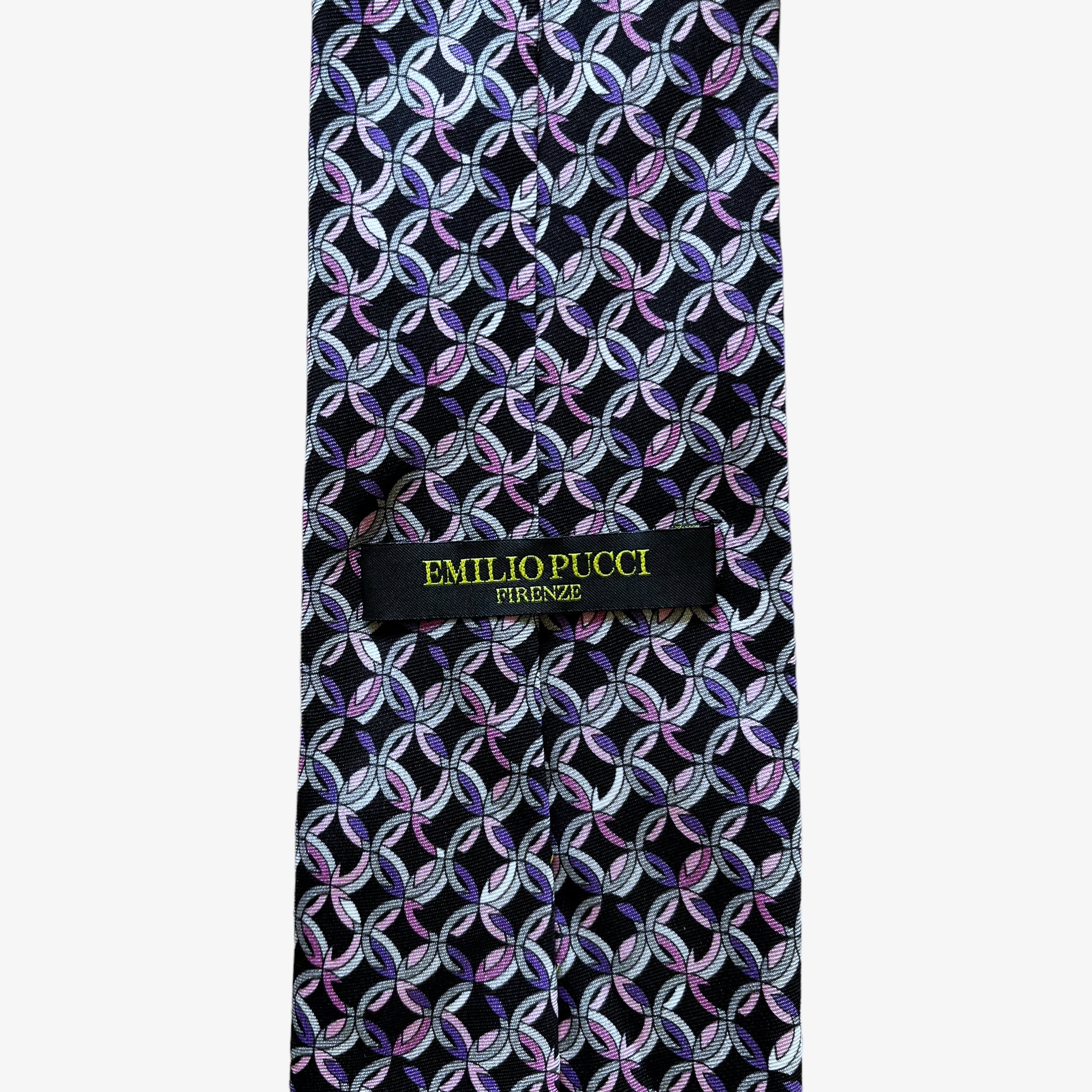 Vintage 90s Emilio Pucci Firenze Abstract Print Silk Tie Label - Casspios Dream