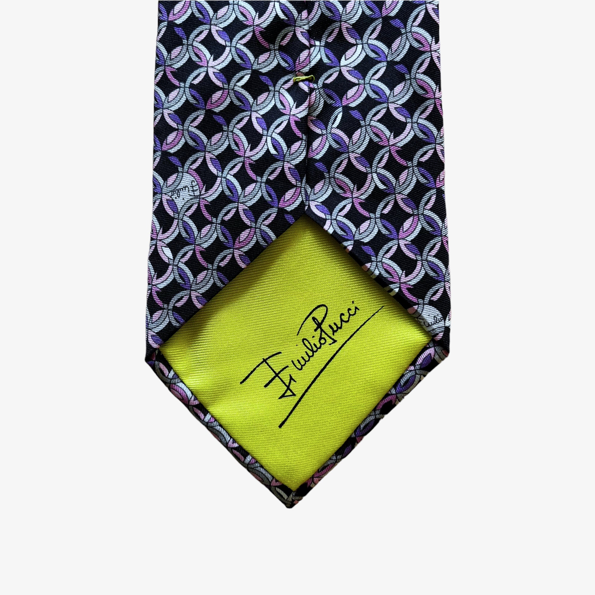 Vintage 90s Emilio Pucci Firenze Abstract Print Silk Tie Logo - Casspios Dream