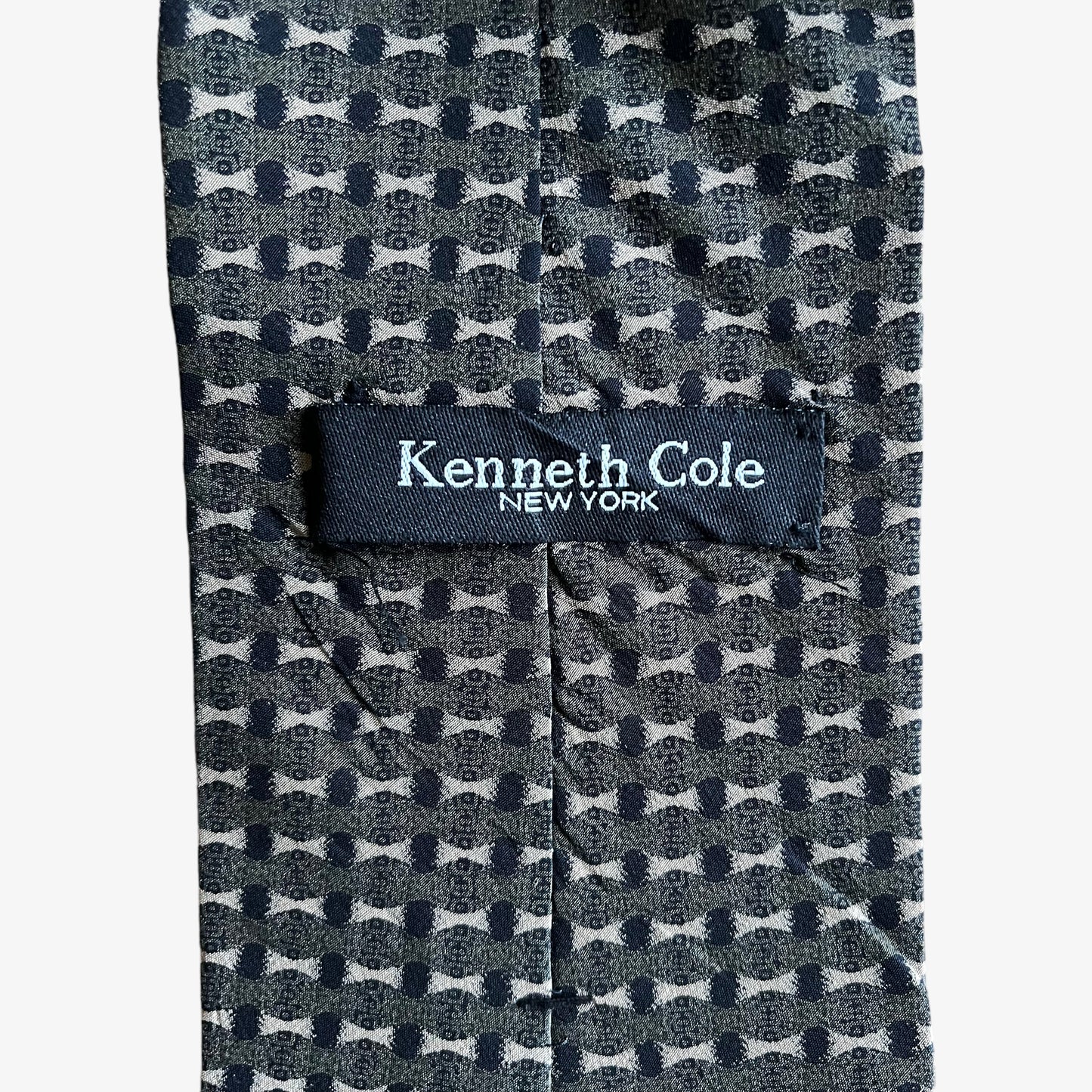 Vintage 90s Kenneth Cole Geometric Abstract Print Silk Tie Label - Casspios Dream