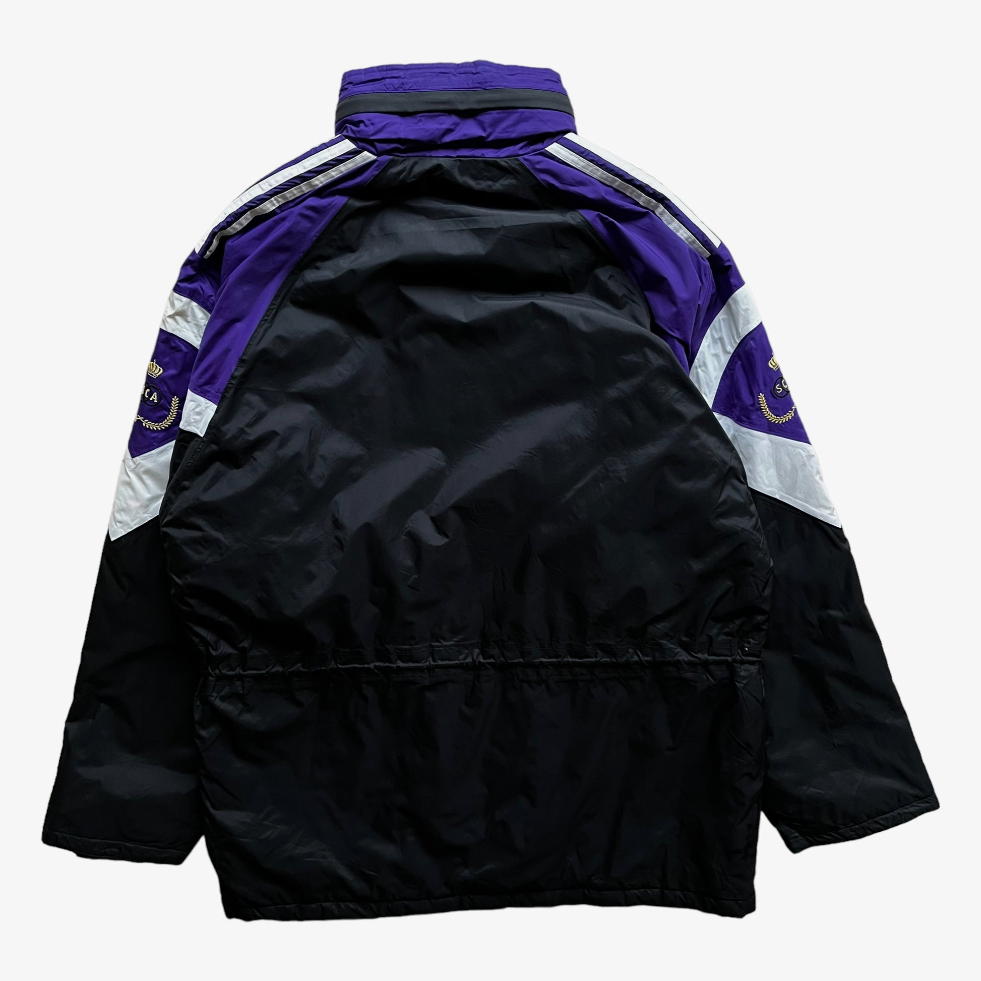 Vintage 90s Mens Adidas RSC Anderlecht Football Team Drill Coat Back - Casspios Dream