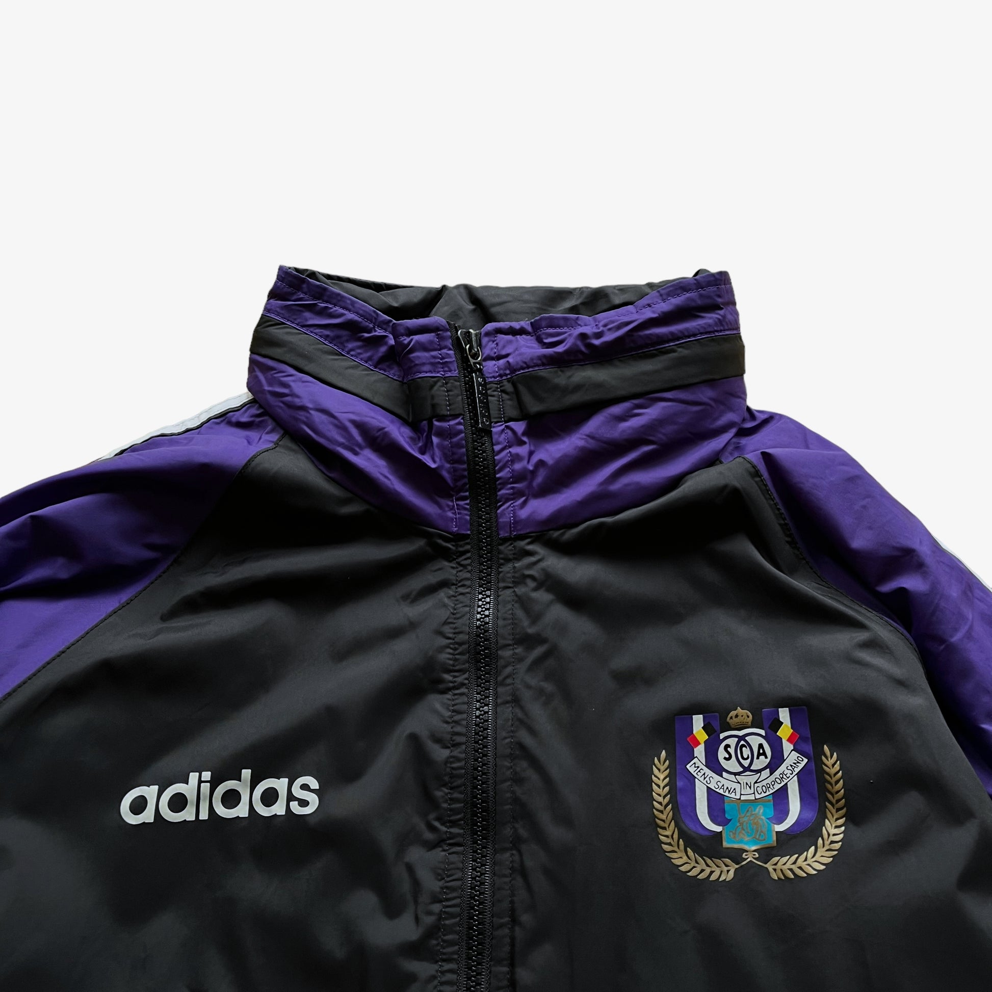 Vintage 90s Mens Adidas RSC Anderlecht Football Team Drill Coat Crest - Casspios Dream