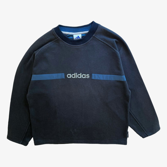 Vintage 90s Mens Adidas Spell Out Navy Sweatshirt - Casspios Dream