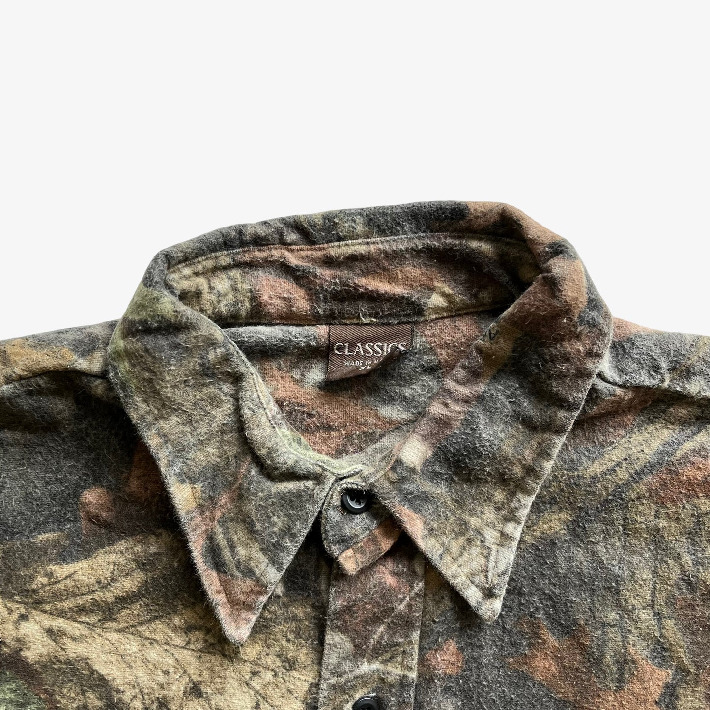 Vintage 90s Mens Advantage Timber Woodland Camouflage Shirt Label - Casspios Dream