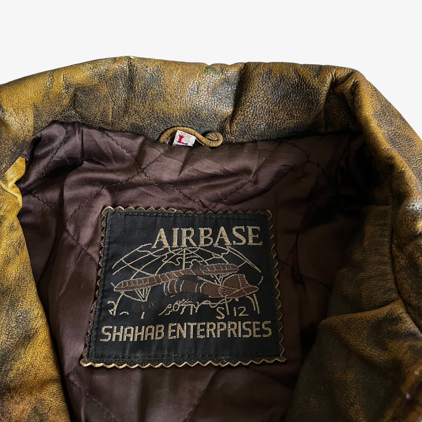 Vintage 90s Mens Airbase Brown Leather Utility Jacket Label - Casspios Dream