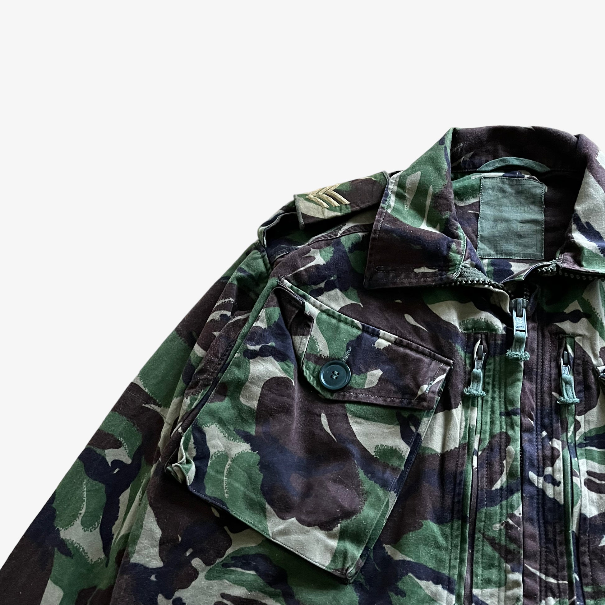 Vintage 90s Mens Army Camouflage Utility Jacket Cargo Pocket - Casspios Dream
