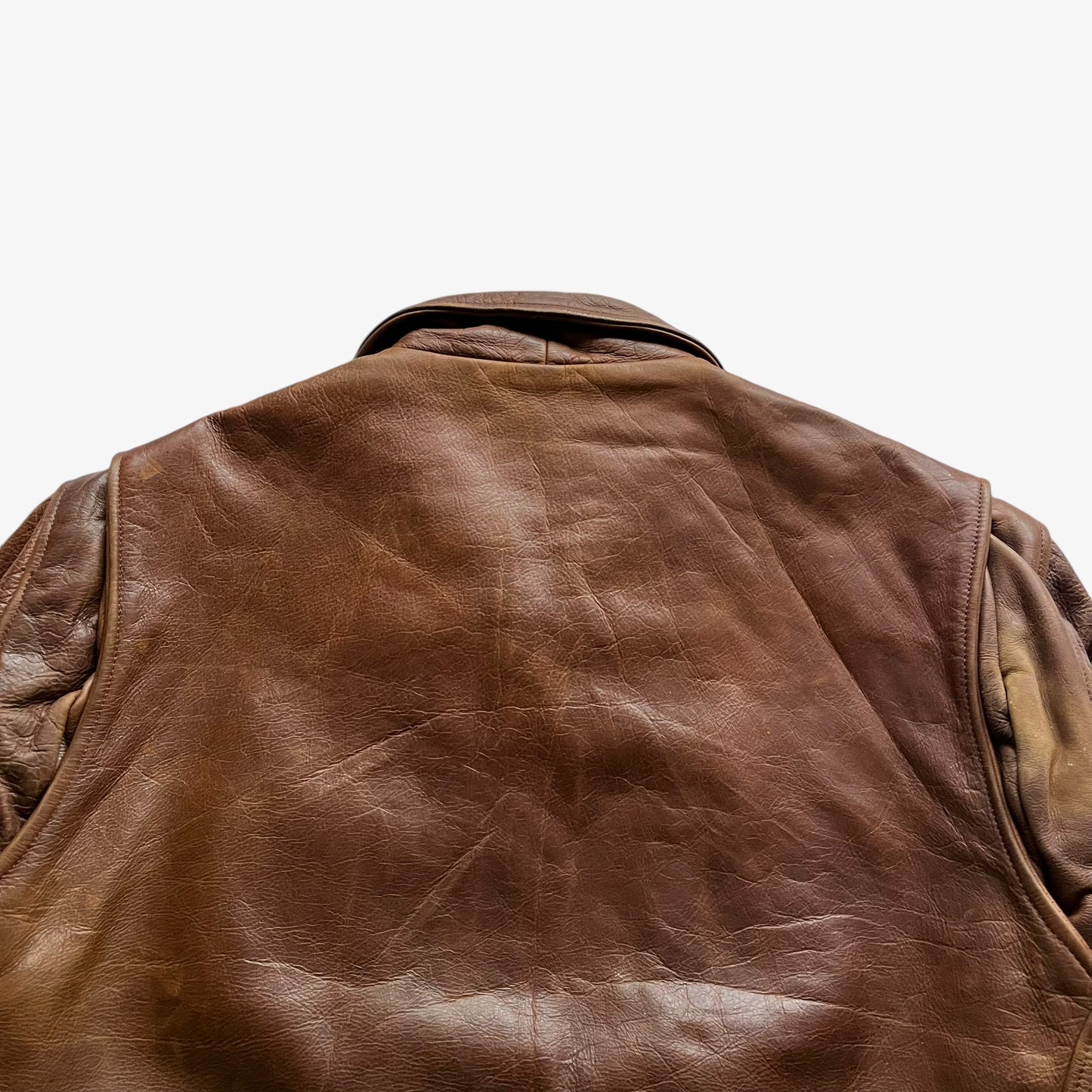 Vintage 90s Mens Bleifrei Brown Leather Jacket Back Collar - Casspios Dream