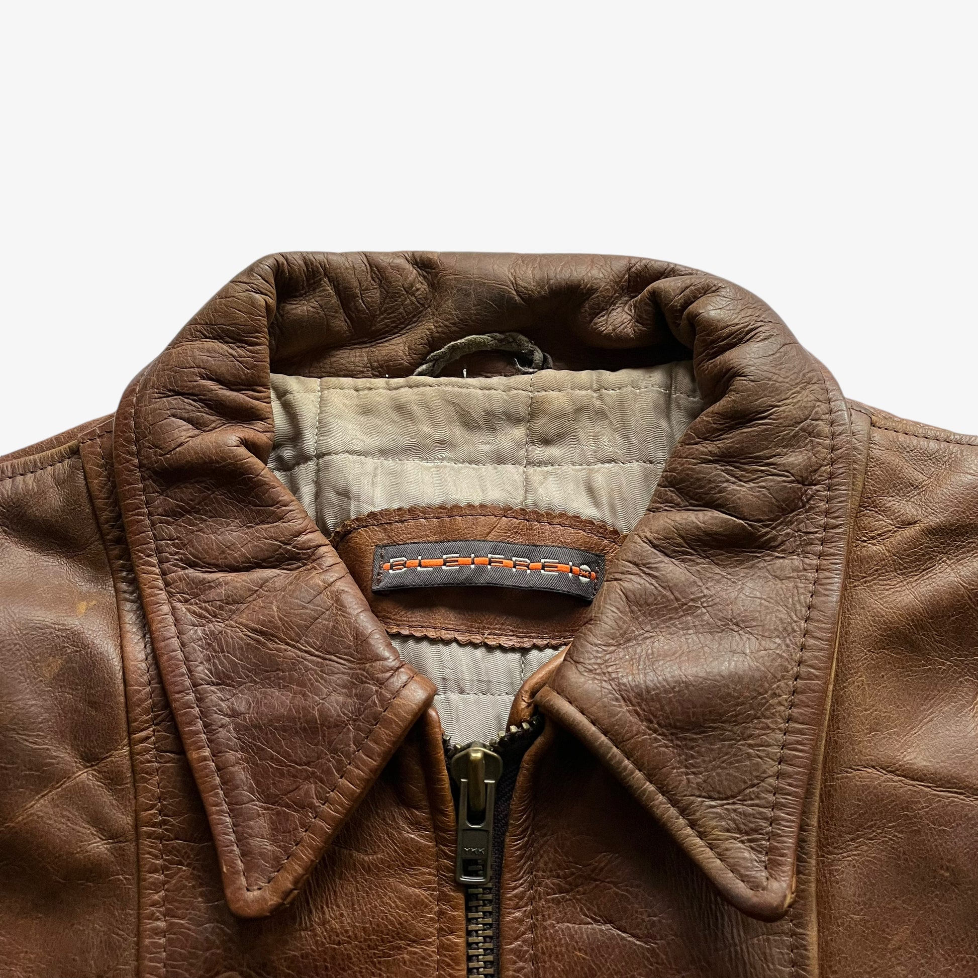 Vintage 90s Mens Bleifrei Brown Leather Jacket Label - Casspios Dream