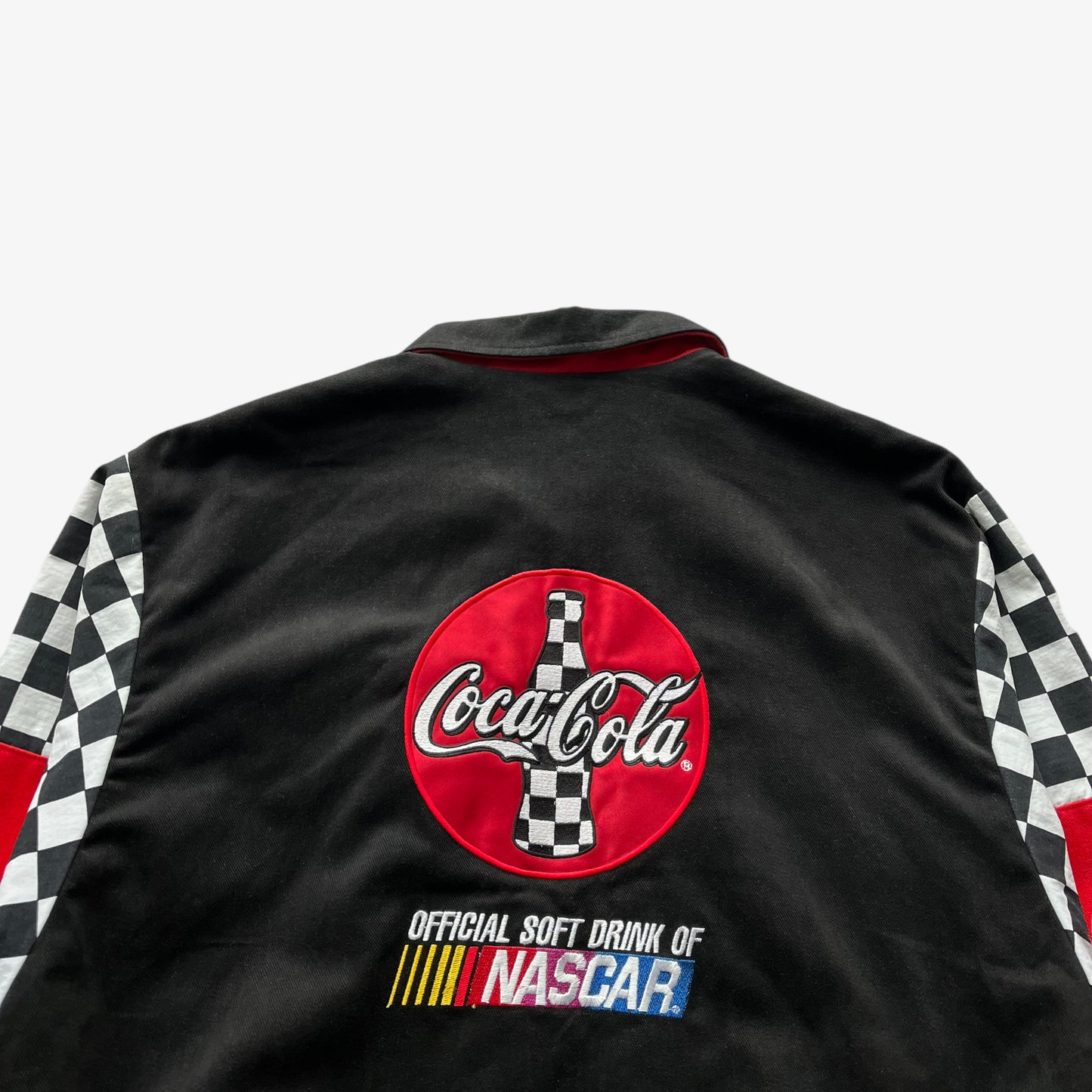 Vintage 90s Mens Coca Cola Black NASCAR Jacket Back Logo - Casspios Dream