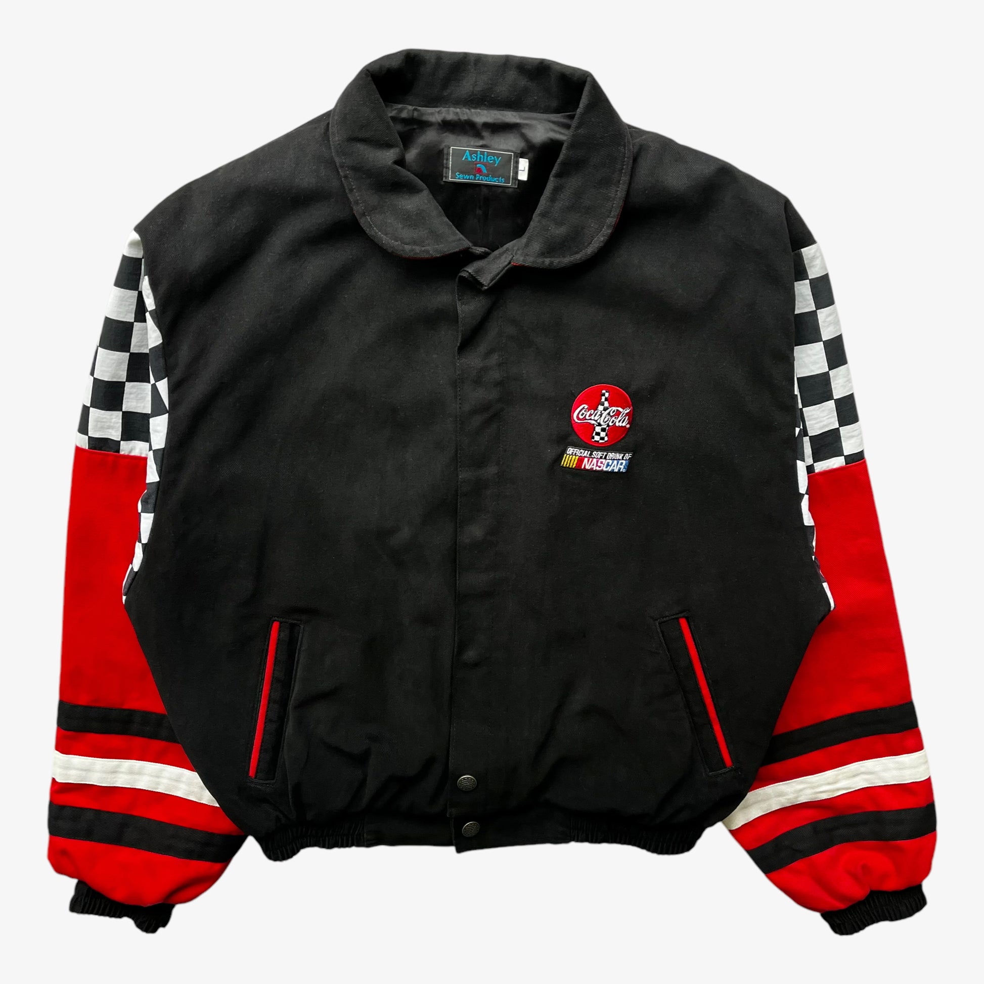 Vintage 90s Mens Coca Cola Black NASCAR Jacket - Casspios Dream