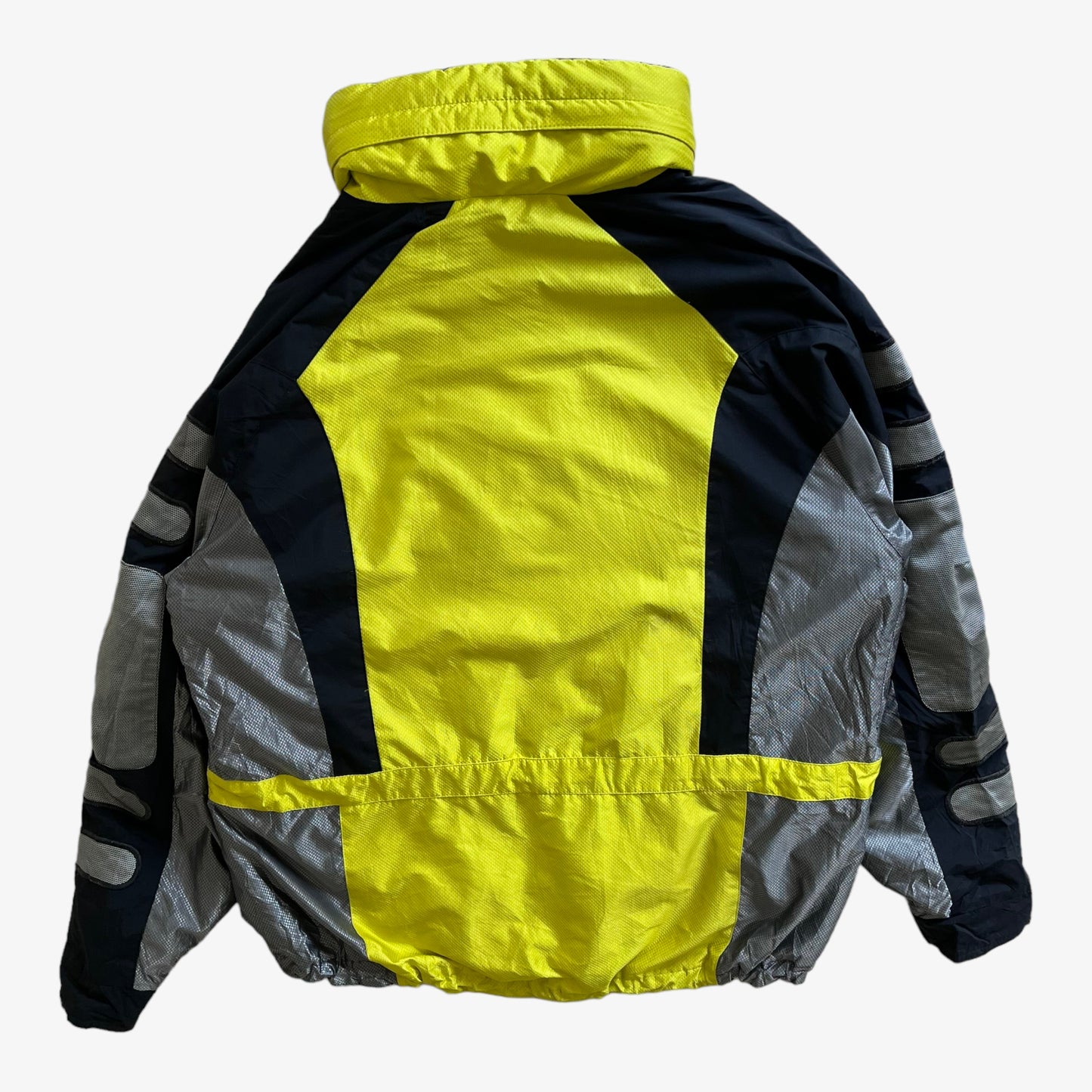 Vintage 90s Mens Fila Neon Yellow Utility Jacket Back - Casspios Dream