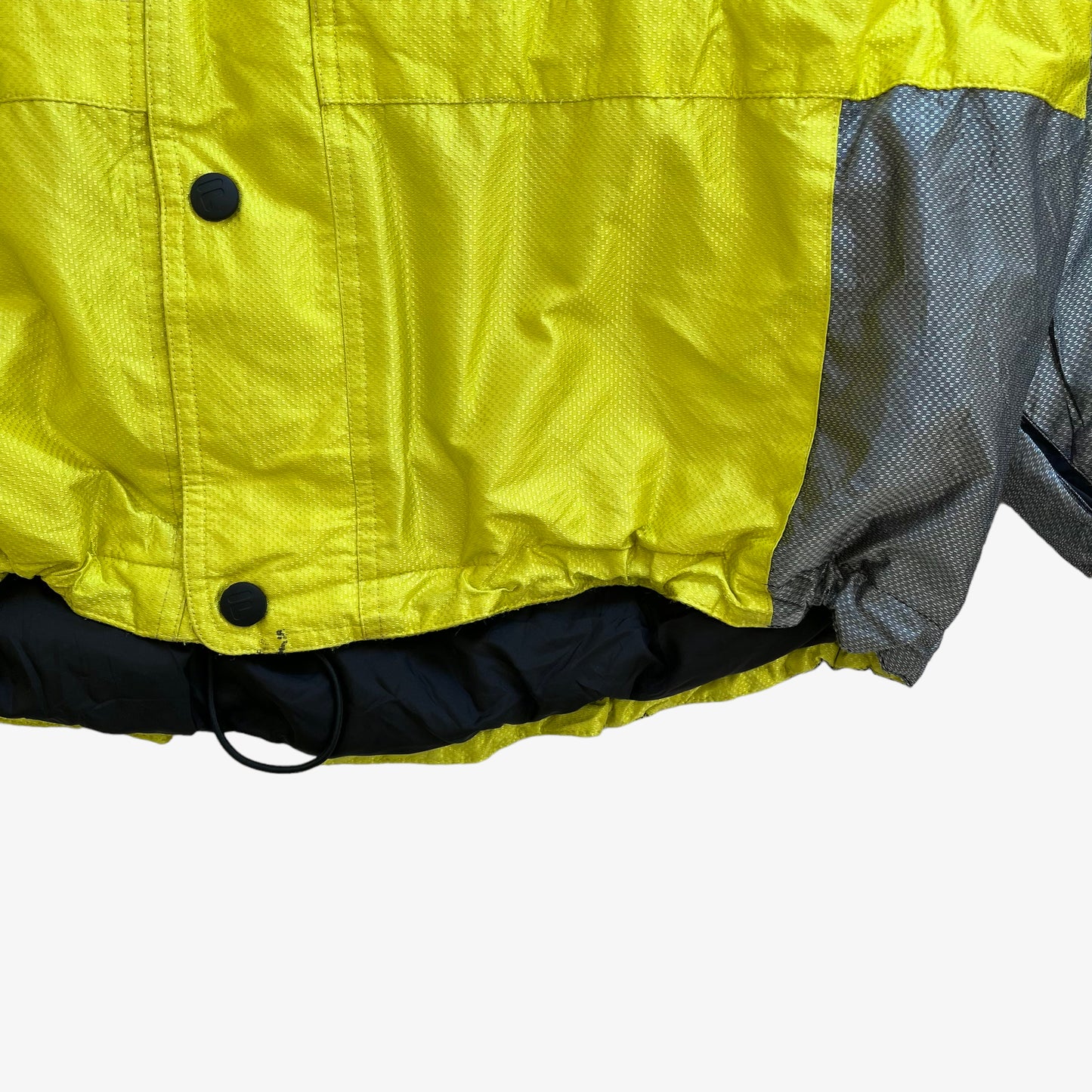 Vintage 90s Mens Fila Neon Yellow Utility Jacket Hem - Casspios Dream