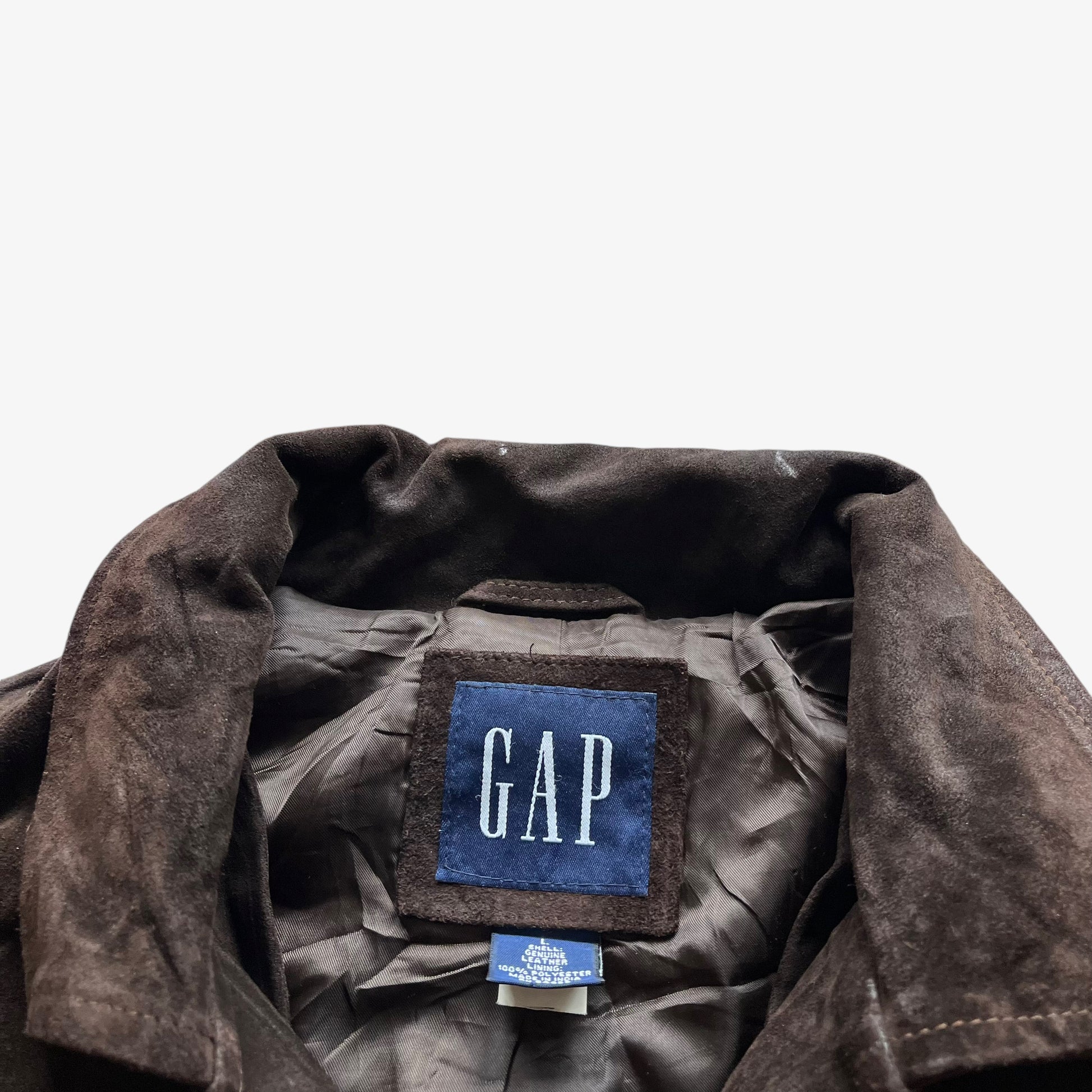 Vintage 90s Mens GAP Dark Brown Leather Jacket Shacket Label - Casspios Dream