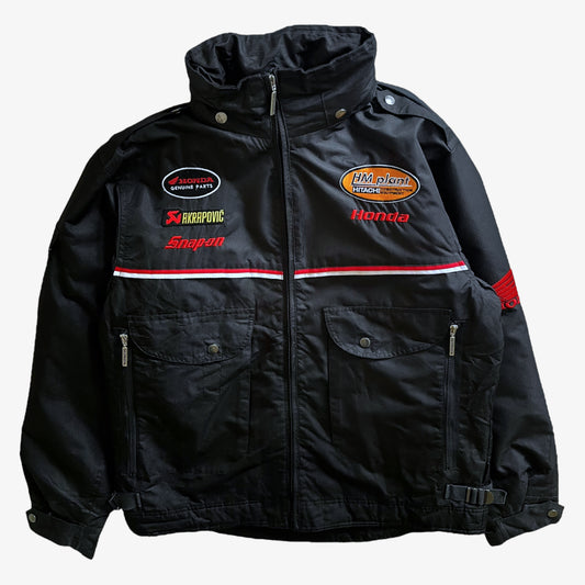 Vintage 90s Mens Honda Racing Black Jacket With Back Embroidered Spell Out - Casspios Dream