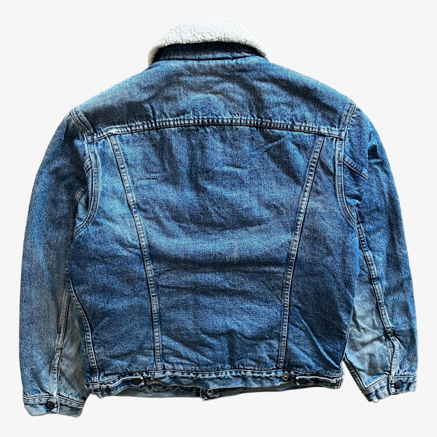 Vintage 90s Mens Levis 70608 02 Blue Denim Jacket With Sherpa Lining Back - Casspios Dream