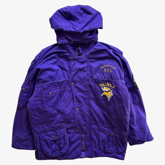 Vintage 90s Mens Minnesota Vikings NFL Members Club Purple Stadium Coat - Casspios Dream