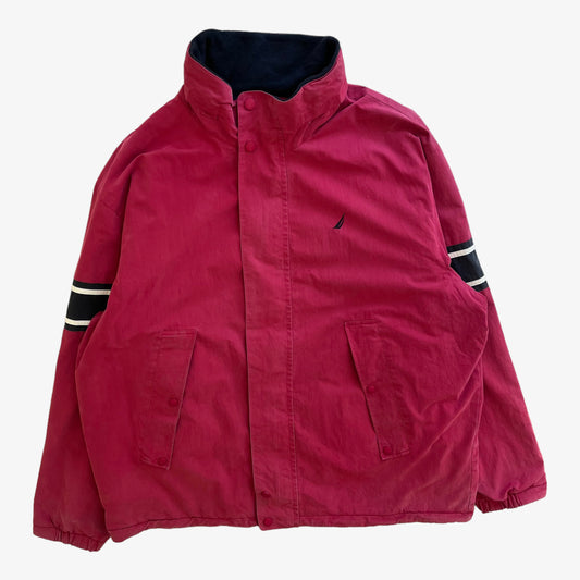 Vintage 90s Mens Nautica Reversible Red Sailing Jacket And Navy Spell Out Fleece - Casspios Dream