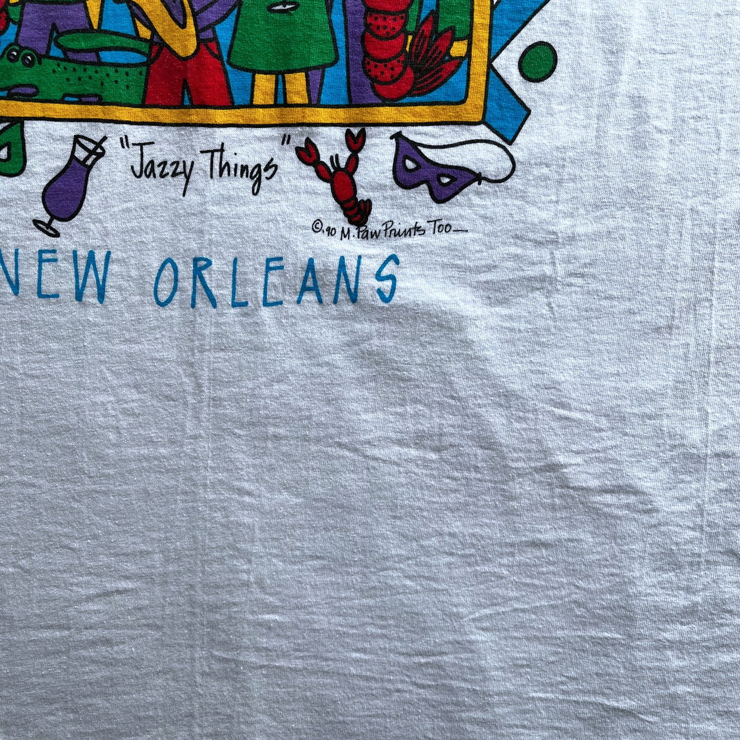 Vintage 90s Mens New Orleans Jazzy Things Graphic Print Single Stitch Top Date - Casspios Dream