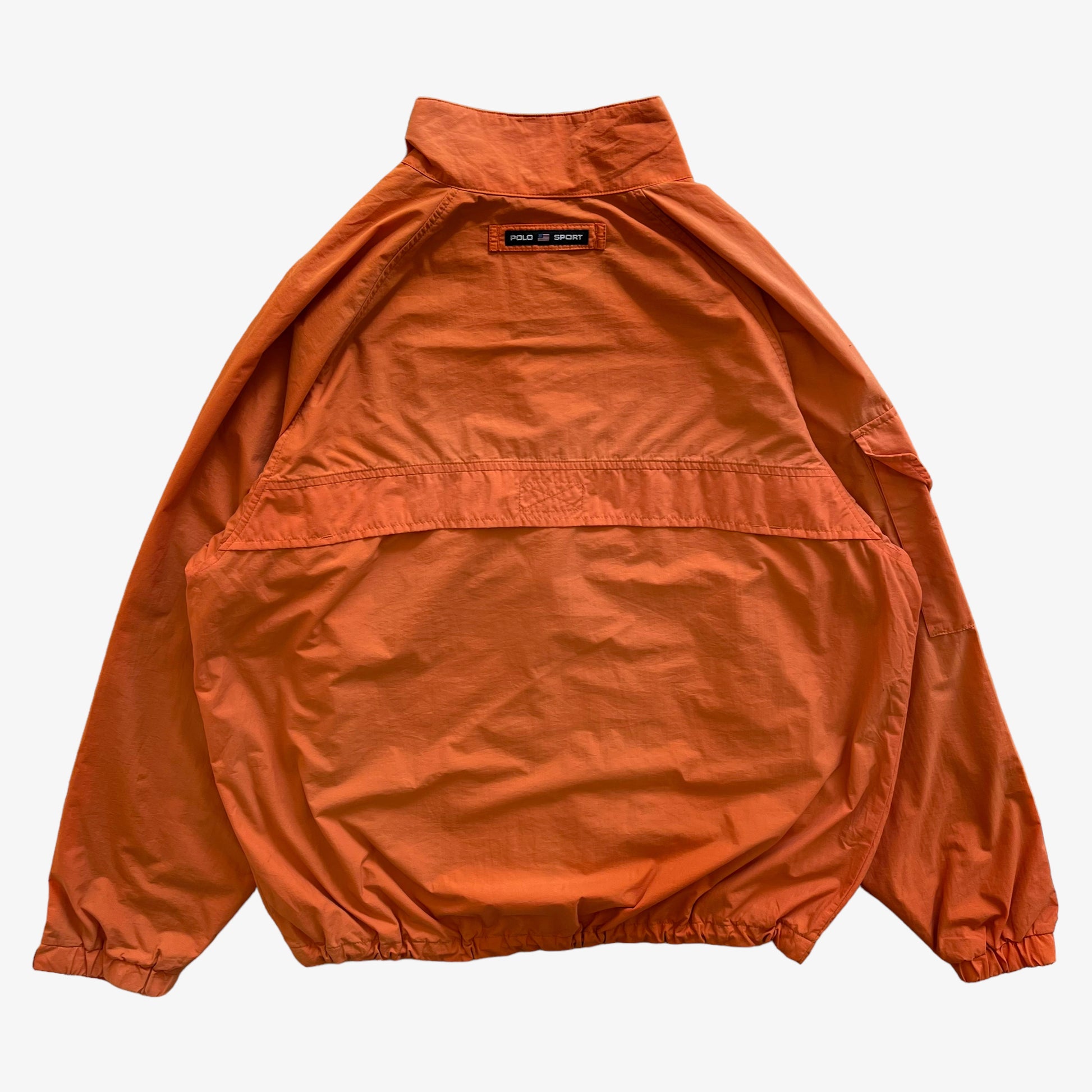 Vintage 90s Mens Ralph Lauren Polo Sport Orange Windbreaker Jacket Back - Casspios Dream